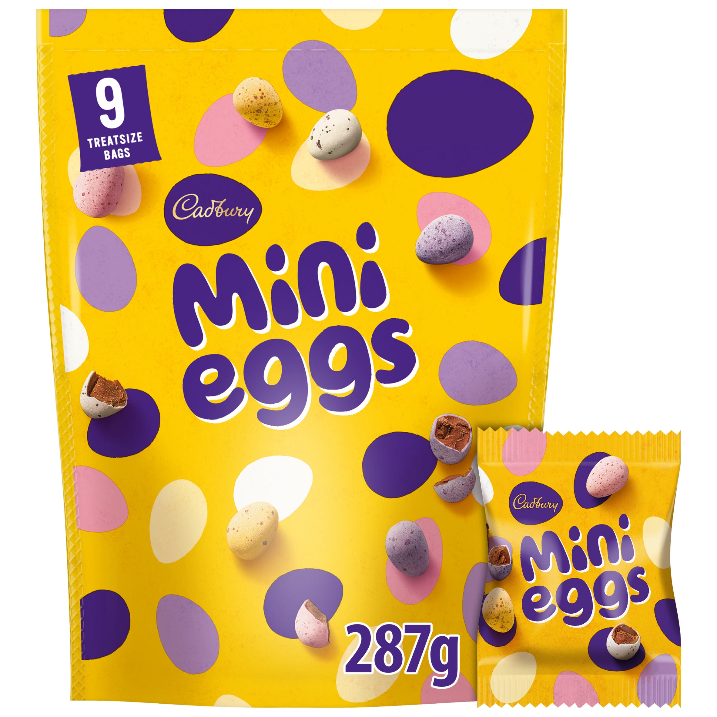 Cadbury Mini Eggs Chocolate Multipack Pouch 287g (9 x 31.8g)
