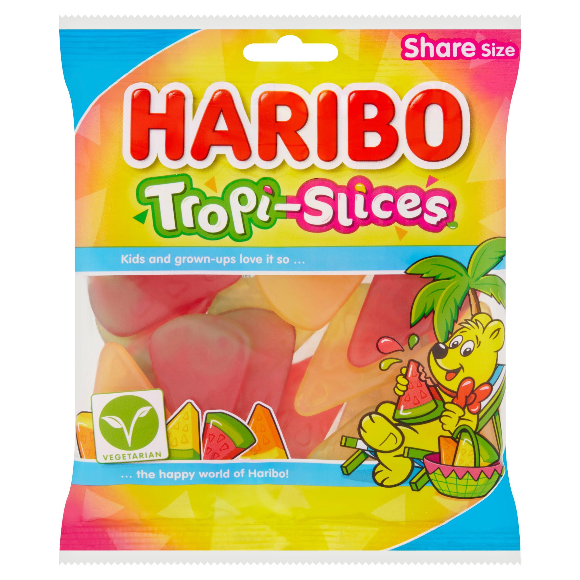 HARIBO Tropi-Slices Jelly & Chewy Fruit Gums Sweets Sharing Bag 150g