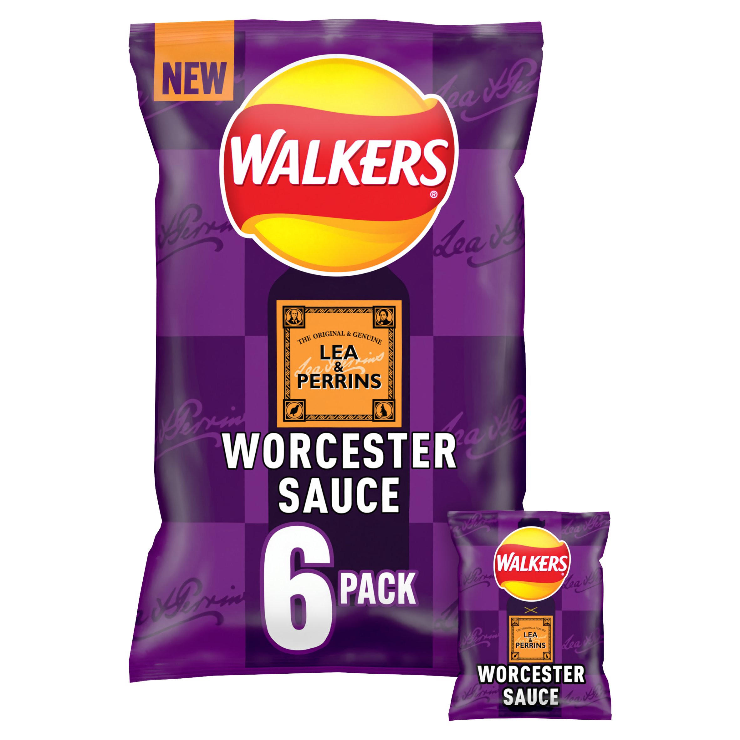 Walkers Worcester Sauce Lea & Perrins Multipack Crisps 6x25g