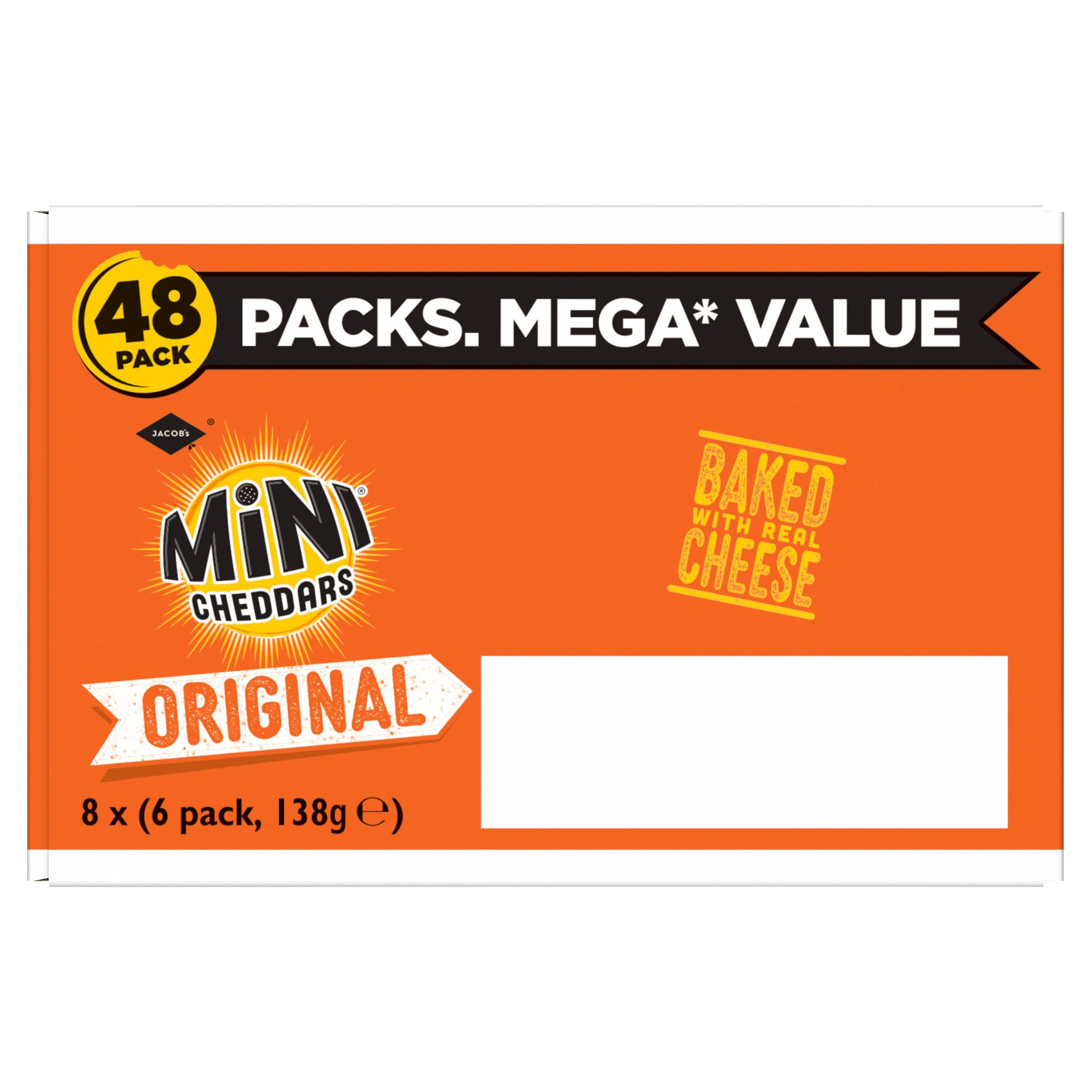 Jacob's Mini Cheddars Original Baked Snacks 48 pack, 8x138g