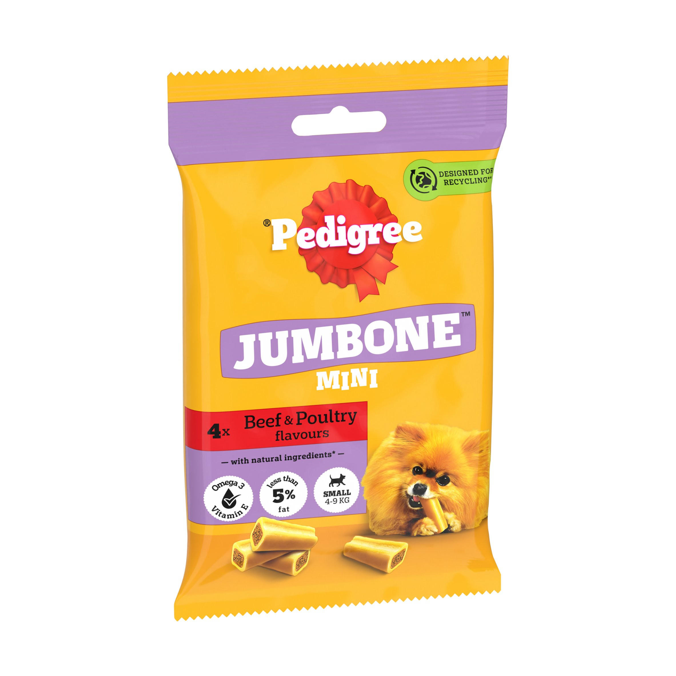 PEDIGREE® JUMBONE™ Mini 4 Chews Small Dog Treats Beef and Poultry 4 Chews
