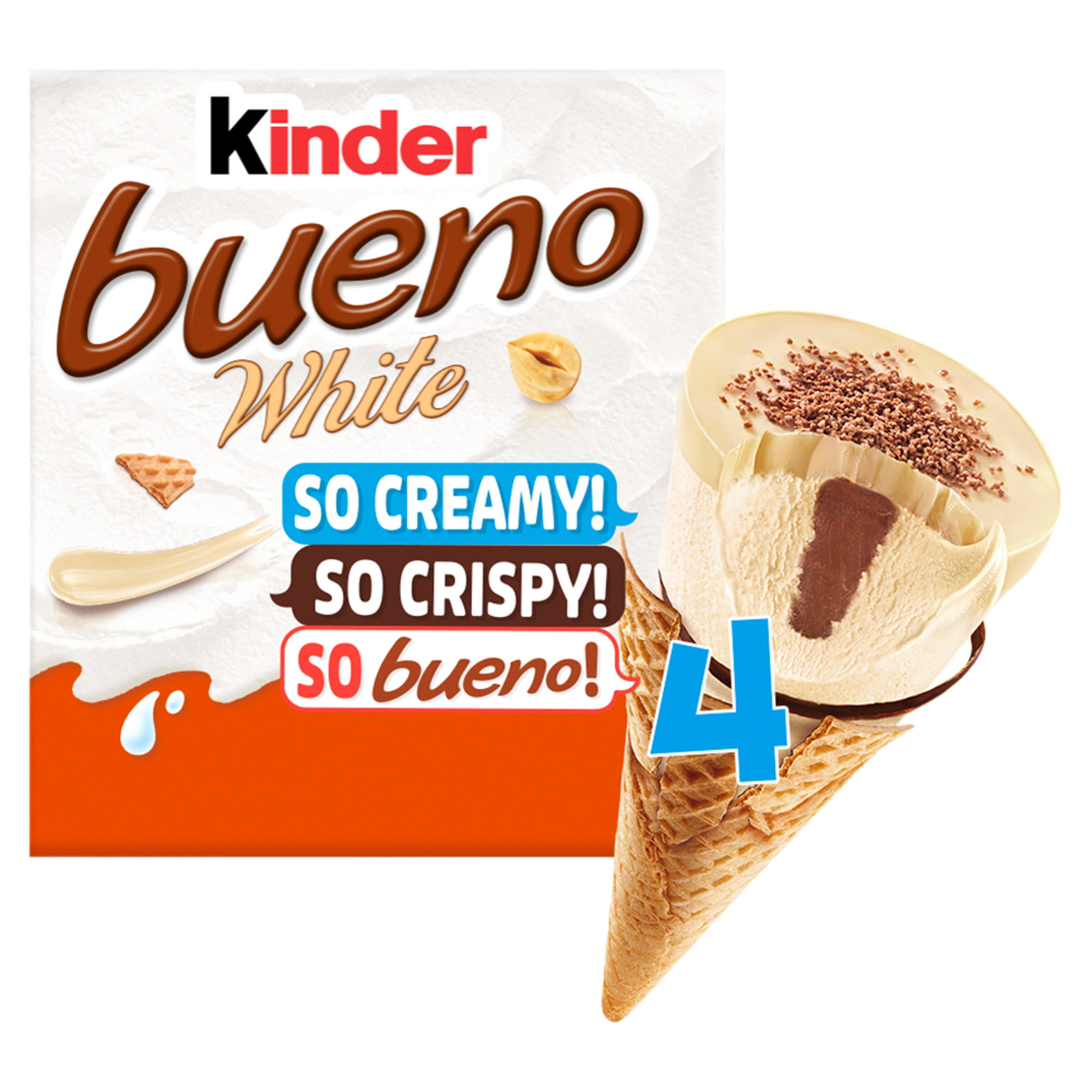 Kinder Bueno White Ice Cream Cones 4x90ml