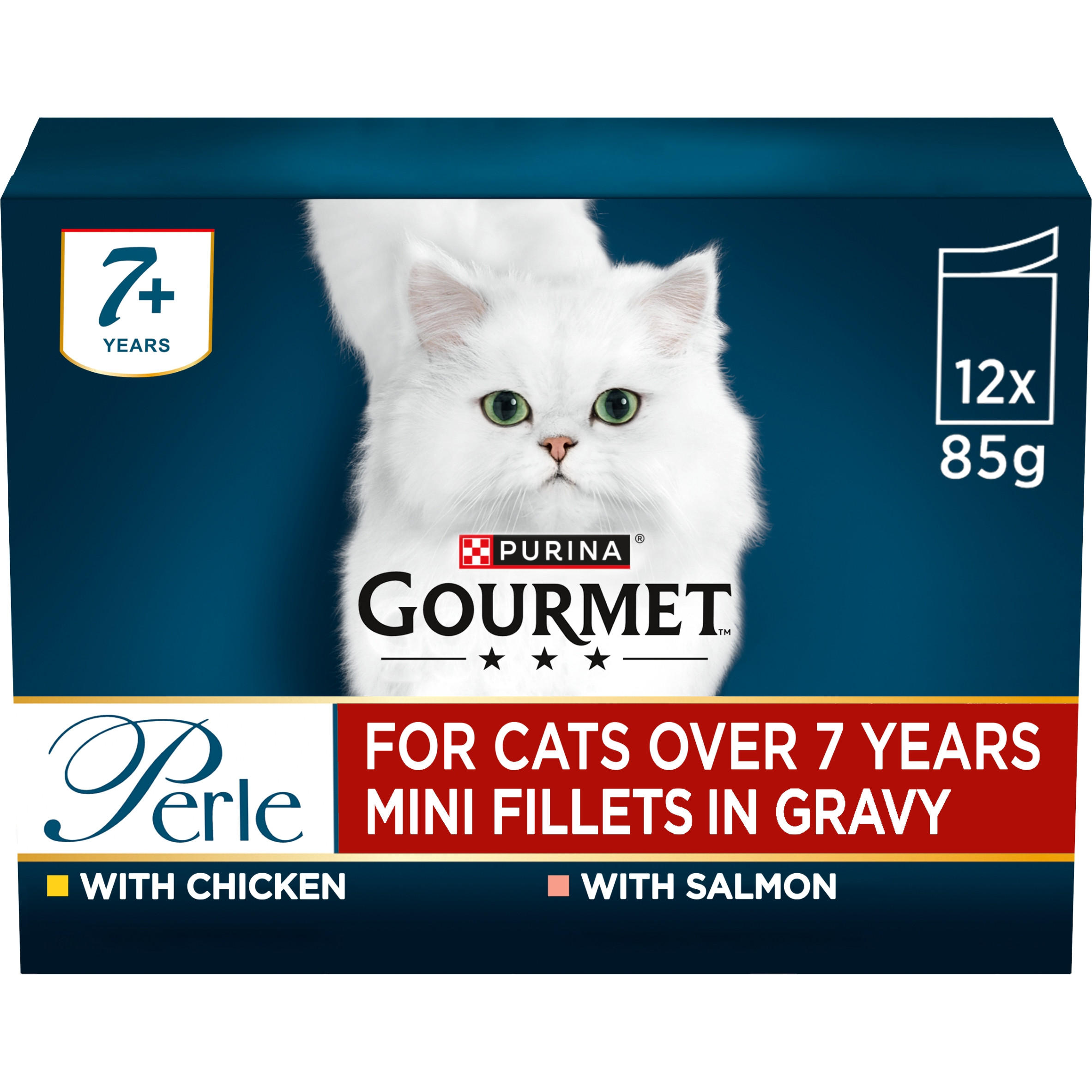 GOURMET Perle Senior 7+ Mini Fillets in Gravy Wet Cat Food 12x85g