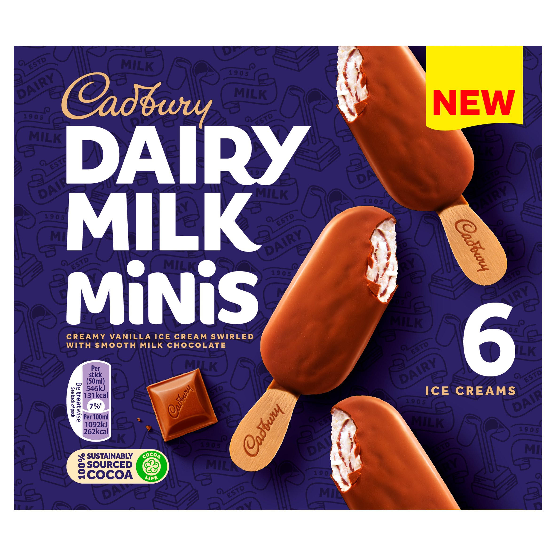Cadbury Dairy Milk 6 Minis Ice Creams 6 x 50ml (300ml)