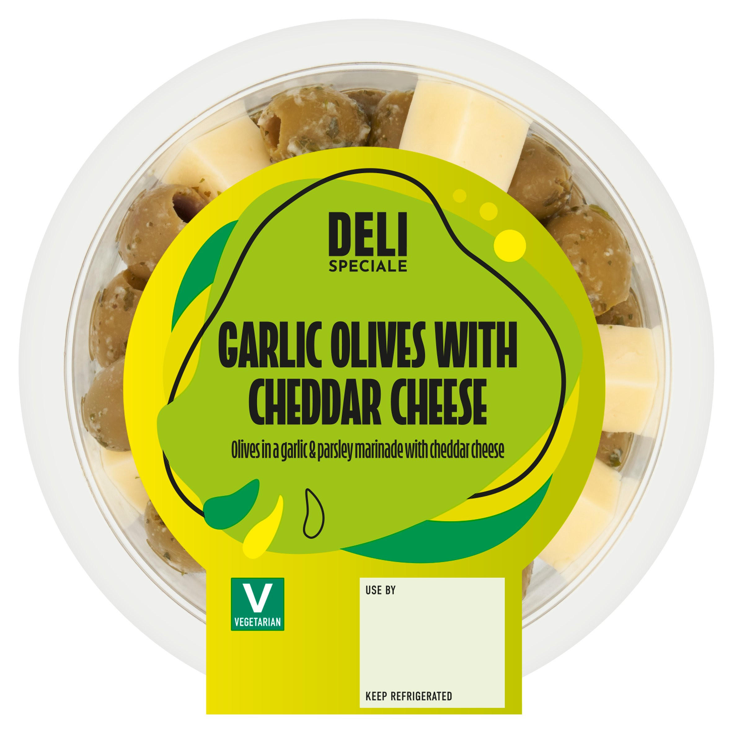 Deli Speciale Garlic Olives with Cheddar Cheese 150g