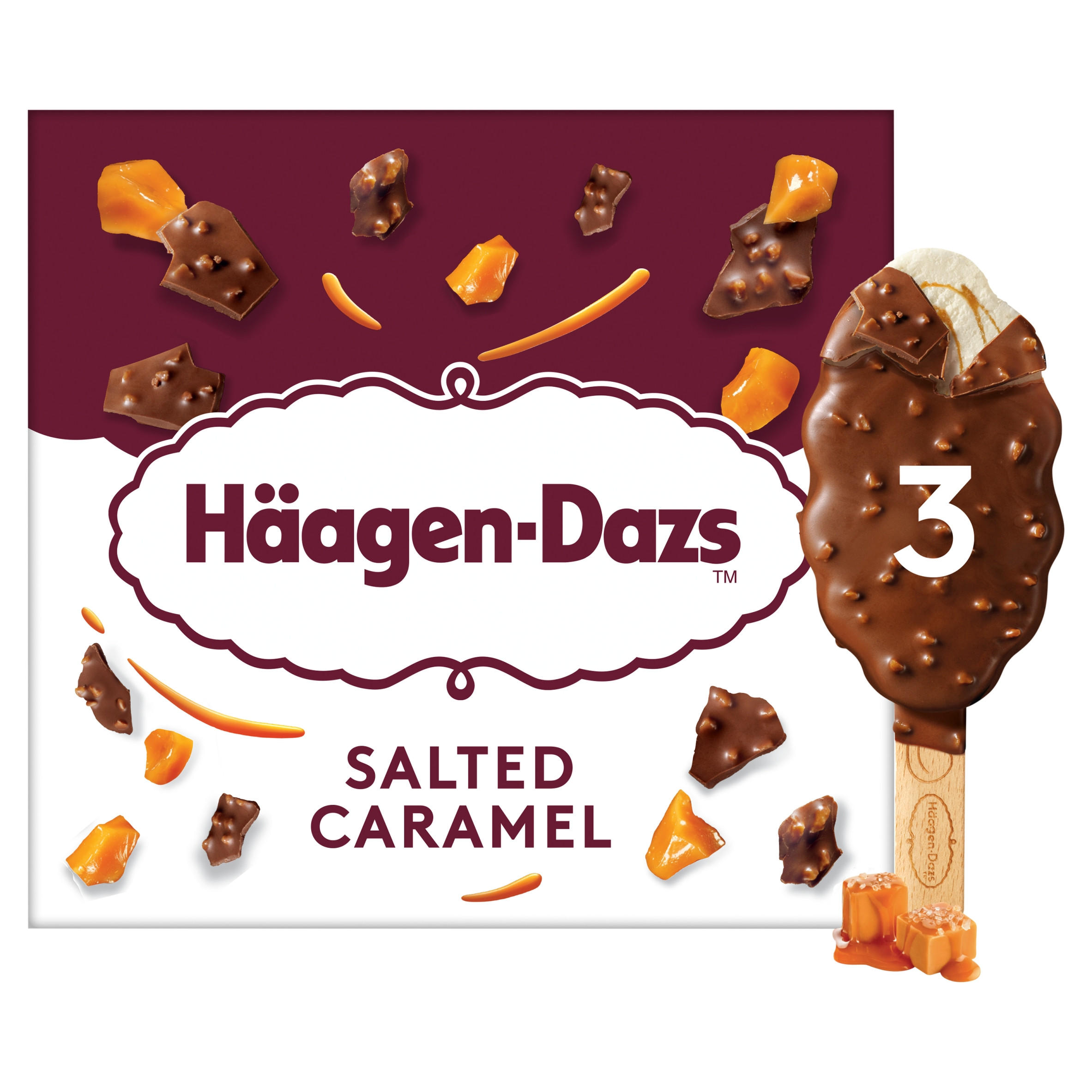 Häagen-Dazs Chunky Salted Caramel Ice Cream Sticks 3x80ml