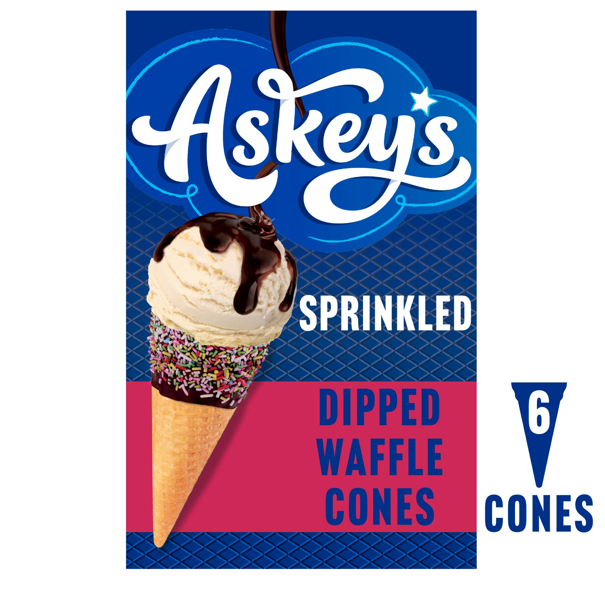 Askeys The Deluxe Waffle 6 Sprinkled Dipped Cones