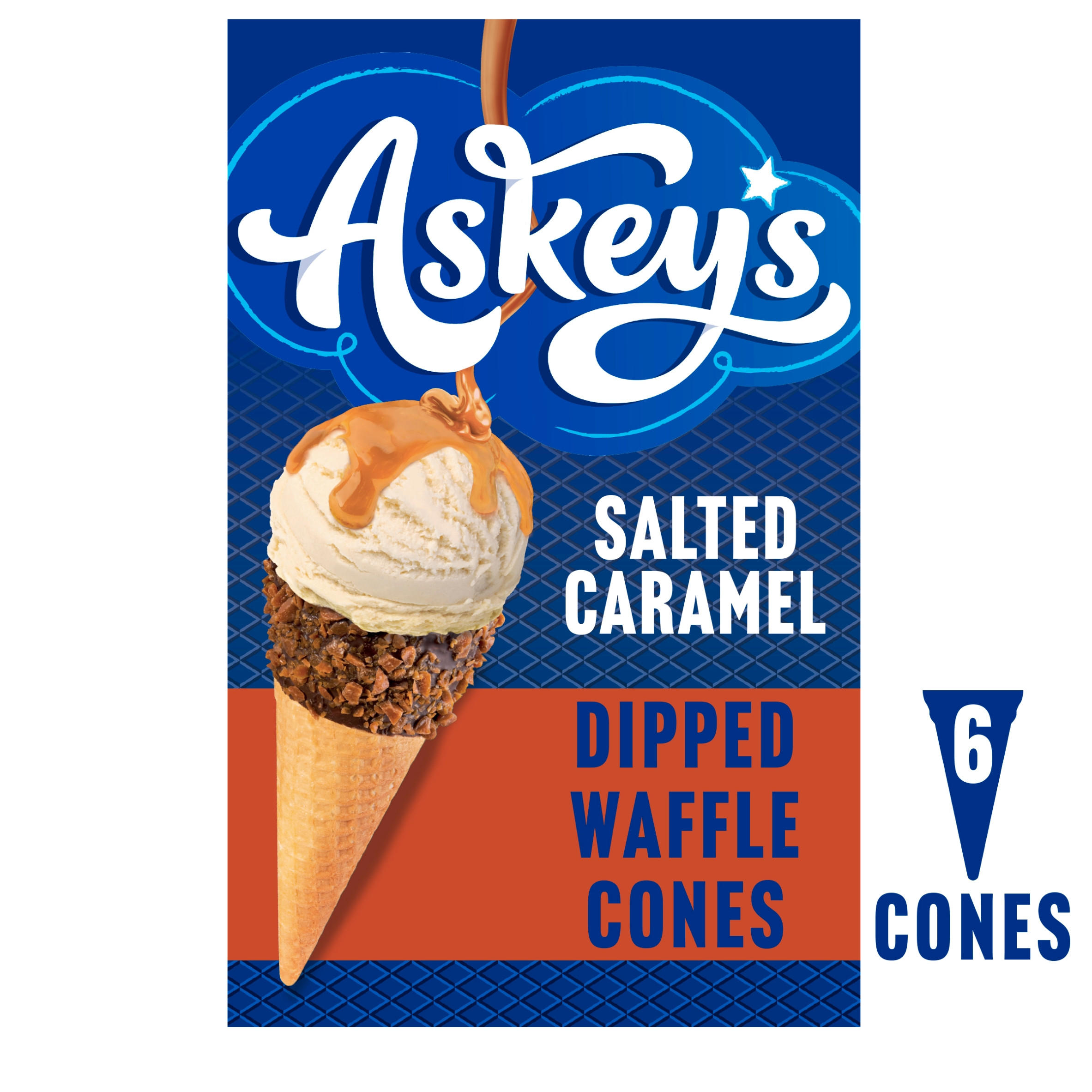 Askey's The Deluxe Waffle 6 Salted Caramel Dipped Cones