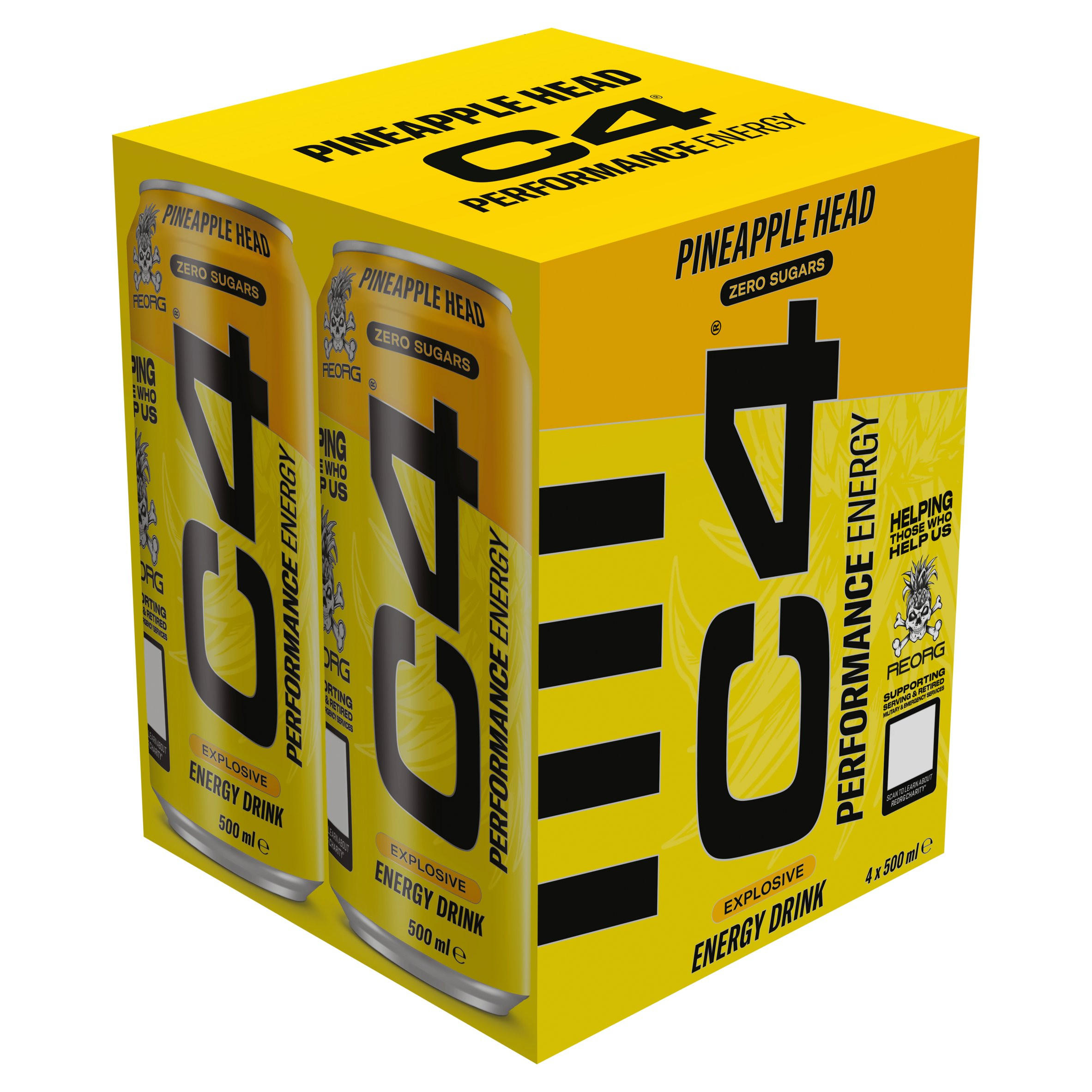 C4 Performance Energy Pineapple Head Energy Drink 4 x 500ml