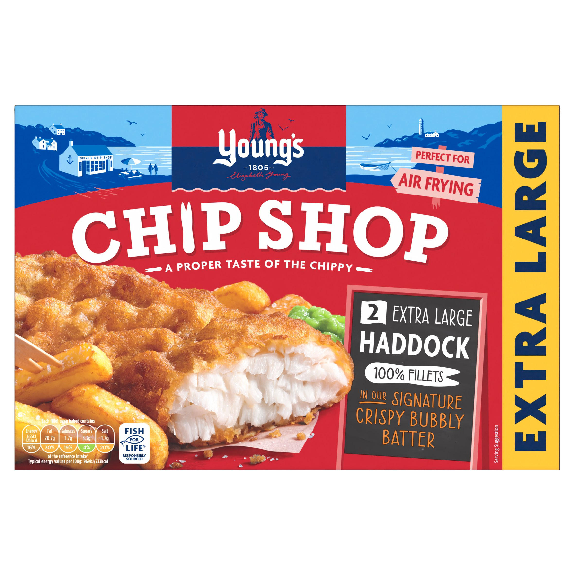 Young's Chip Shop 2 Extra Large Haddock Fillets 300g