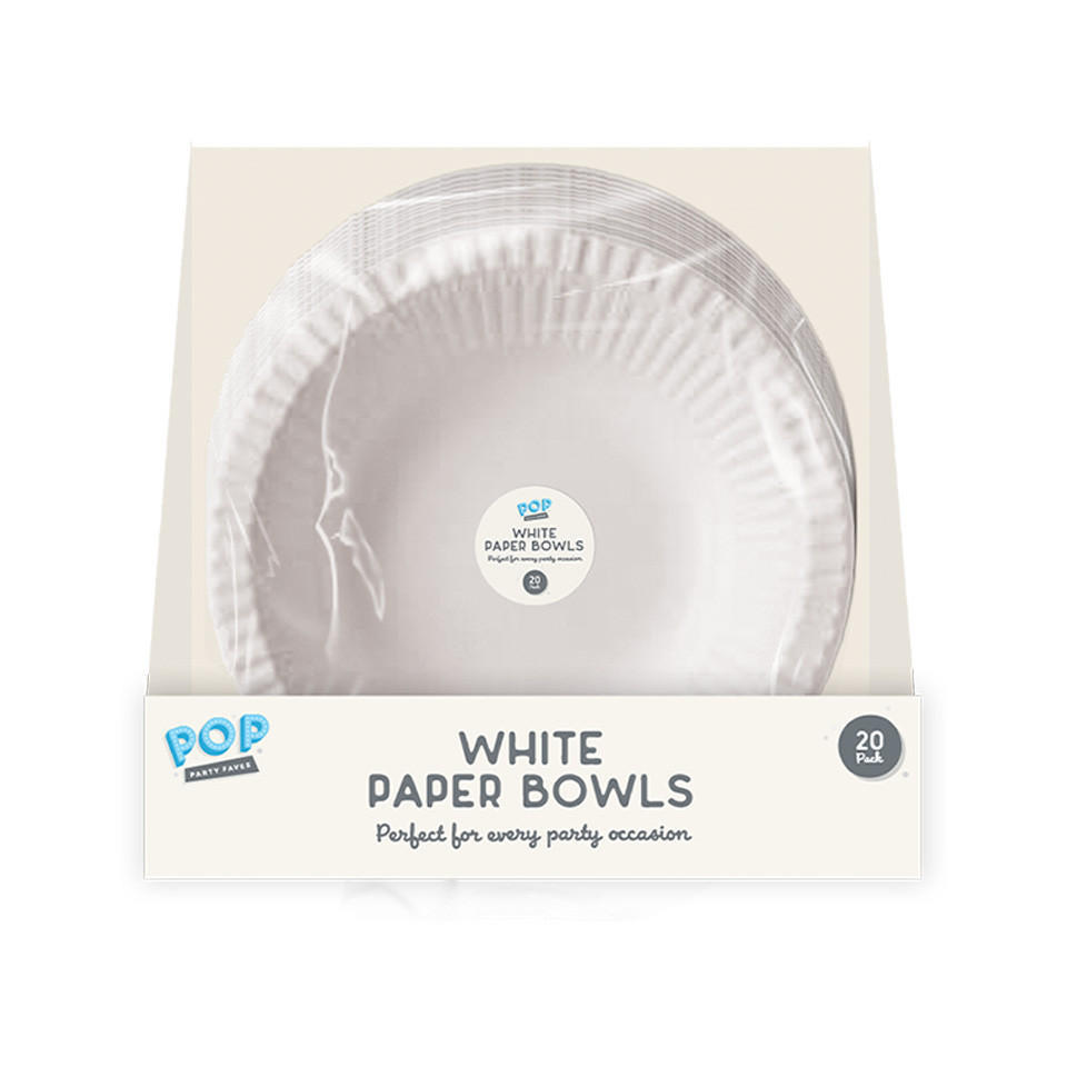 Disposable White Paper Bowls 20pk
