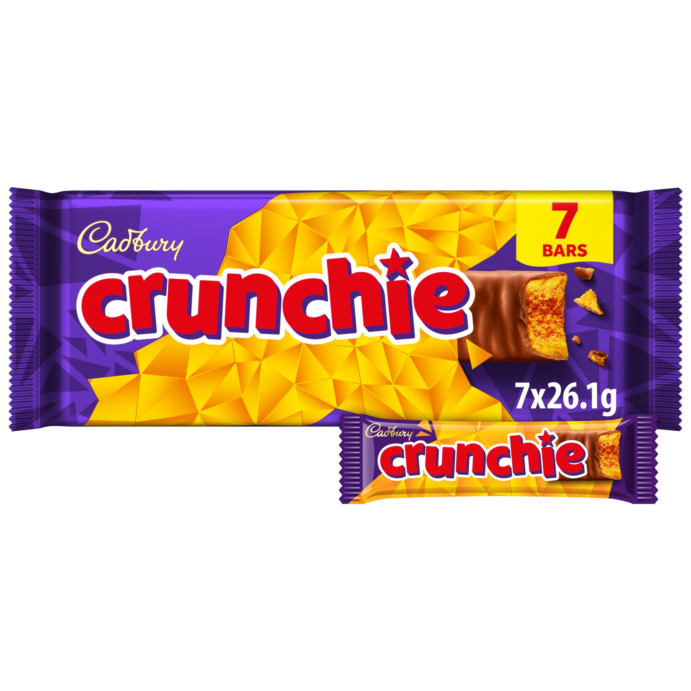 Cadbury Crunchie Chocolate Bar 7 Pack Multipack 182.7g (7 x 26.1g)
