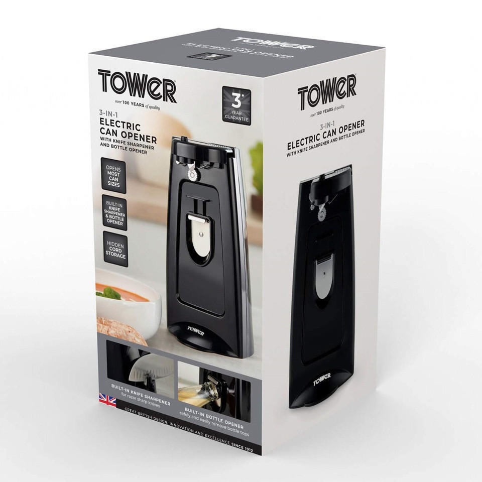 TOWER 3 in 1 Can Opener with Knife Sharpener and Bottle Opener