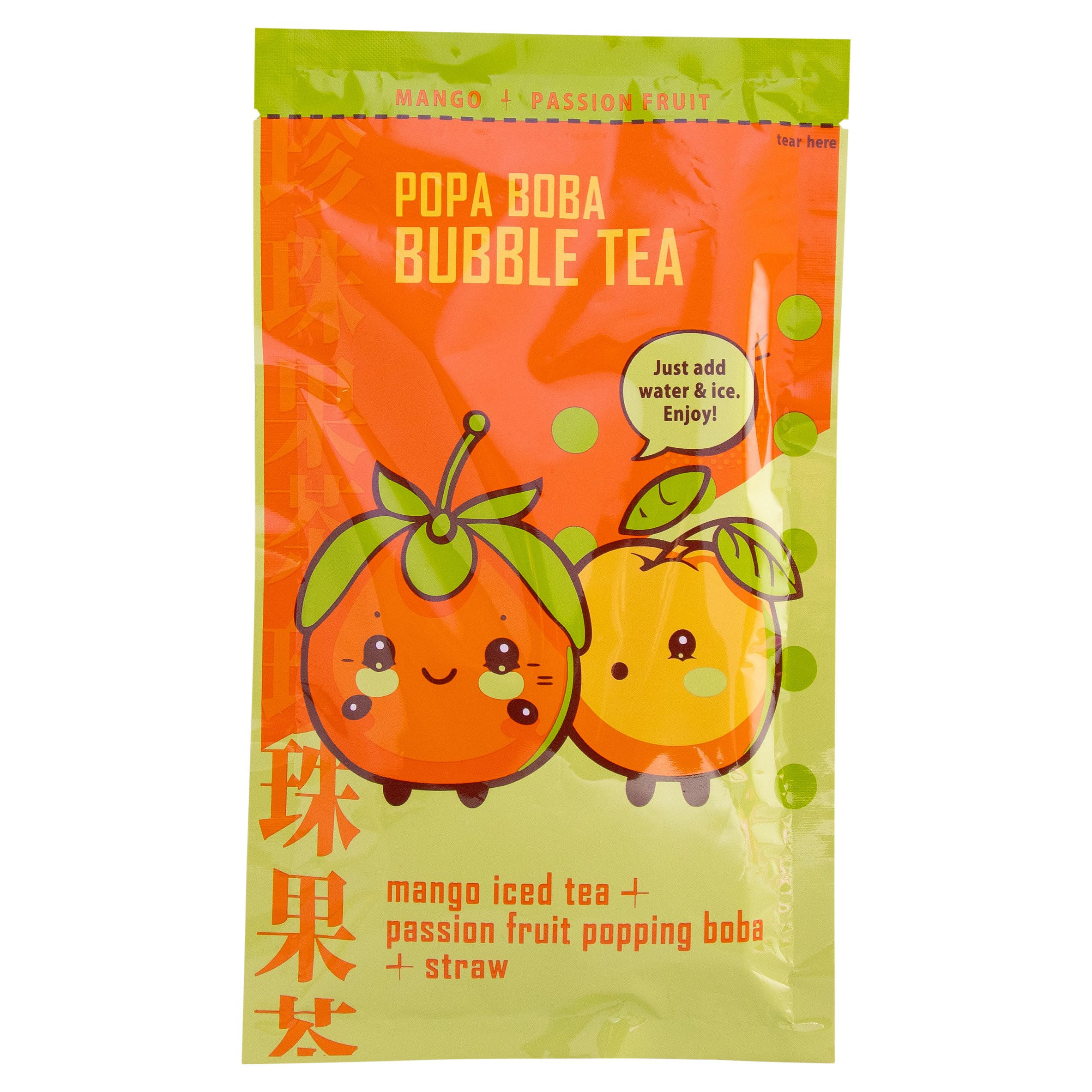 Popa Boba Mango Iced Tea + Passion Fruit Popping Bubble Tea