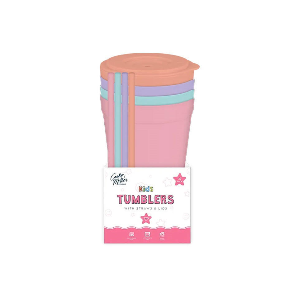Girls Tumblers with Straws and Lids 4pk