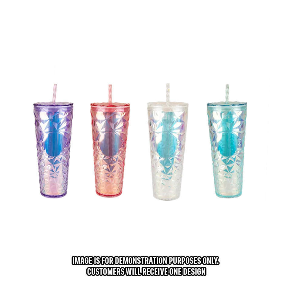 Crystal Effect Cup With Straw 710ml