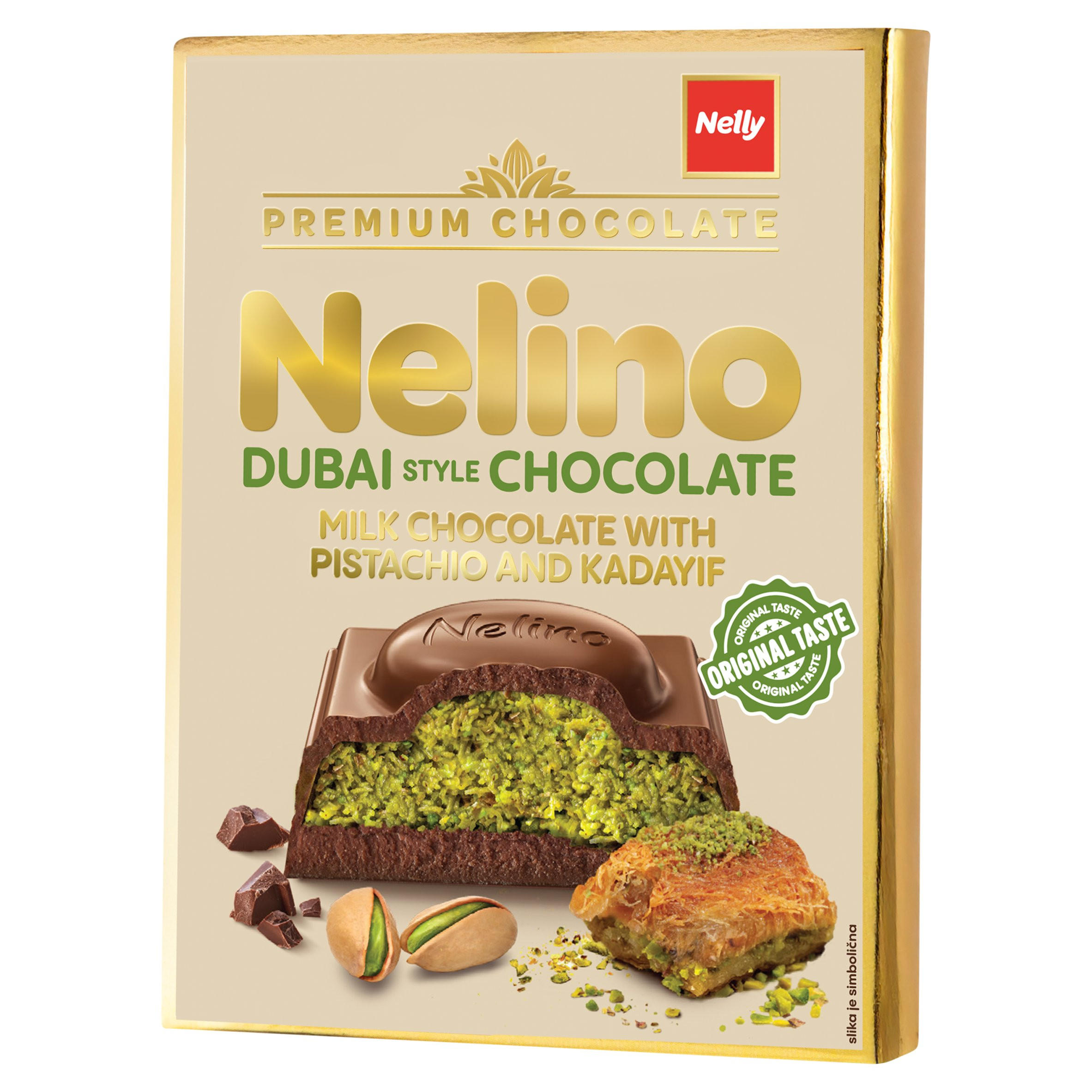 Nelino Dubai Style Chocolate Milk Chocolate with Pistachio and Kadayif 62g