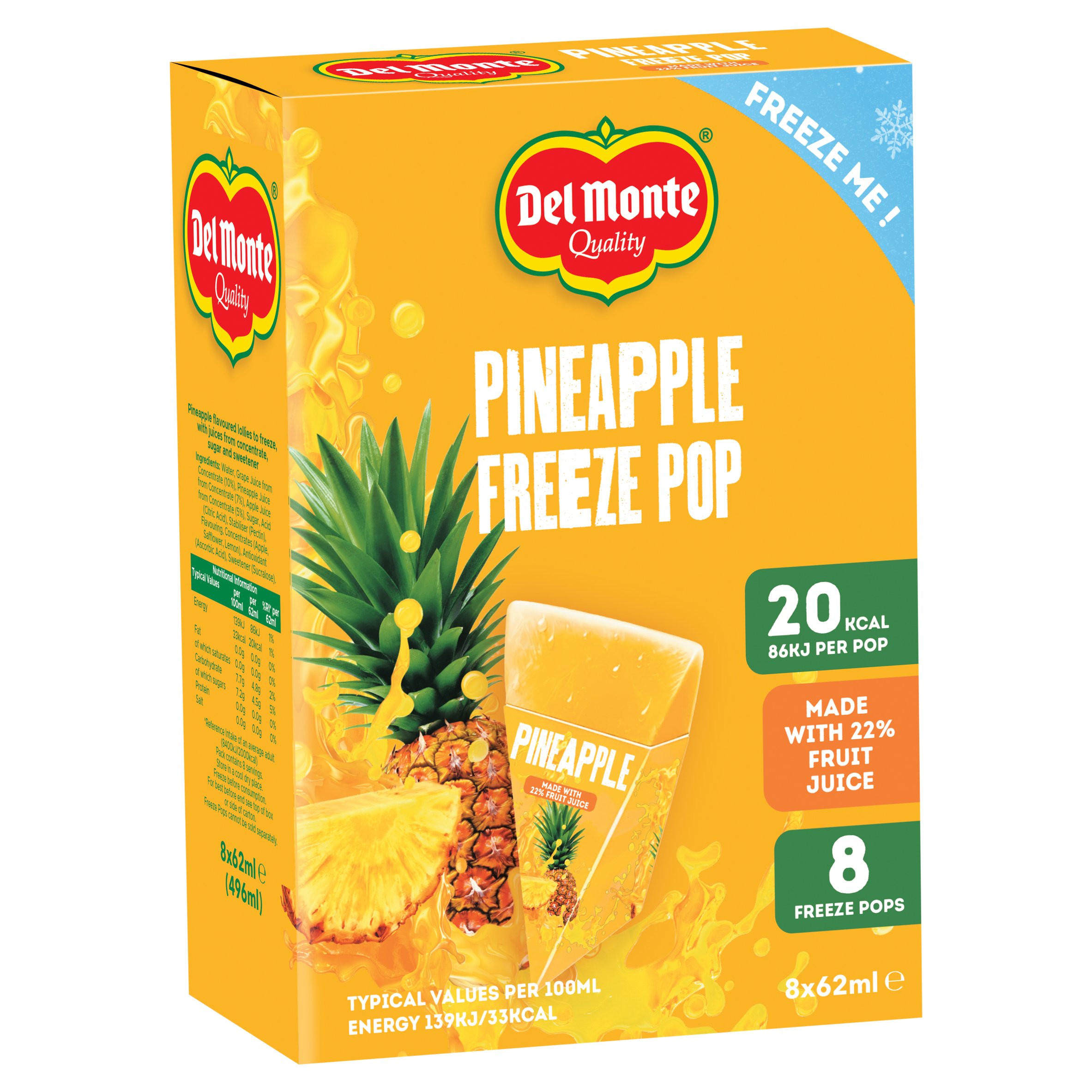 Del Monte Quality Pineapple Freeze Pop 8 x 62ml (496ml)