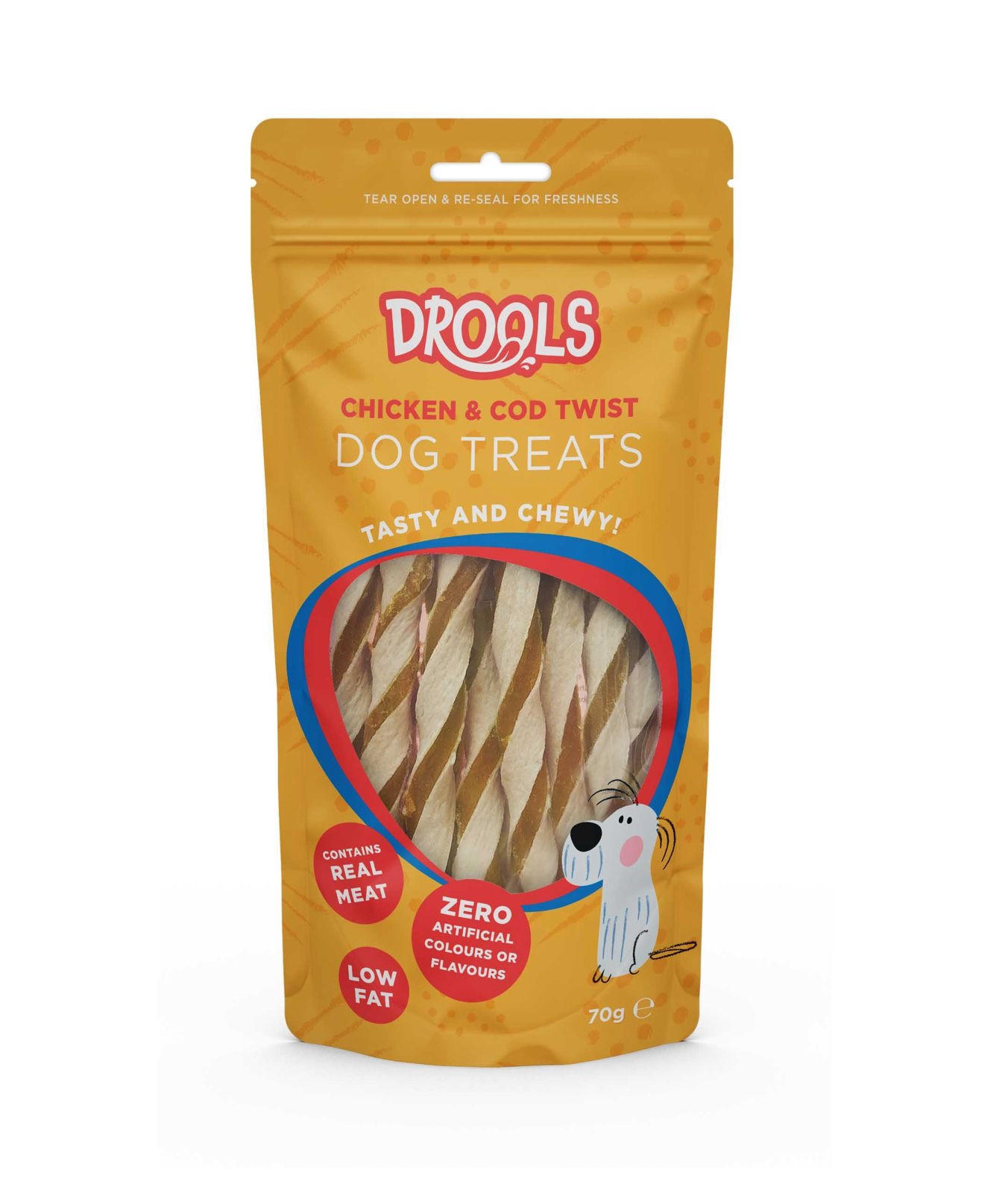 Drools Chicken and Cod Twist Dog Treats 70g