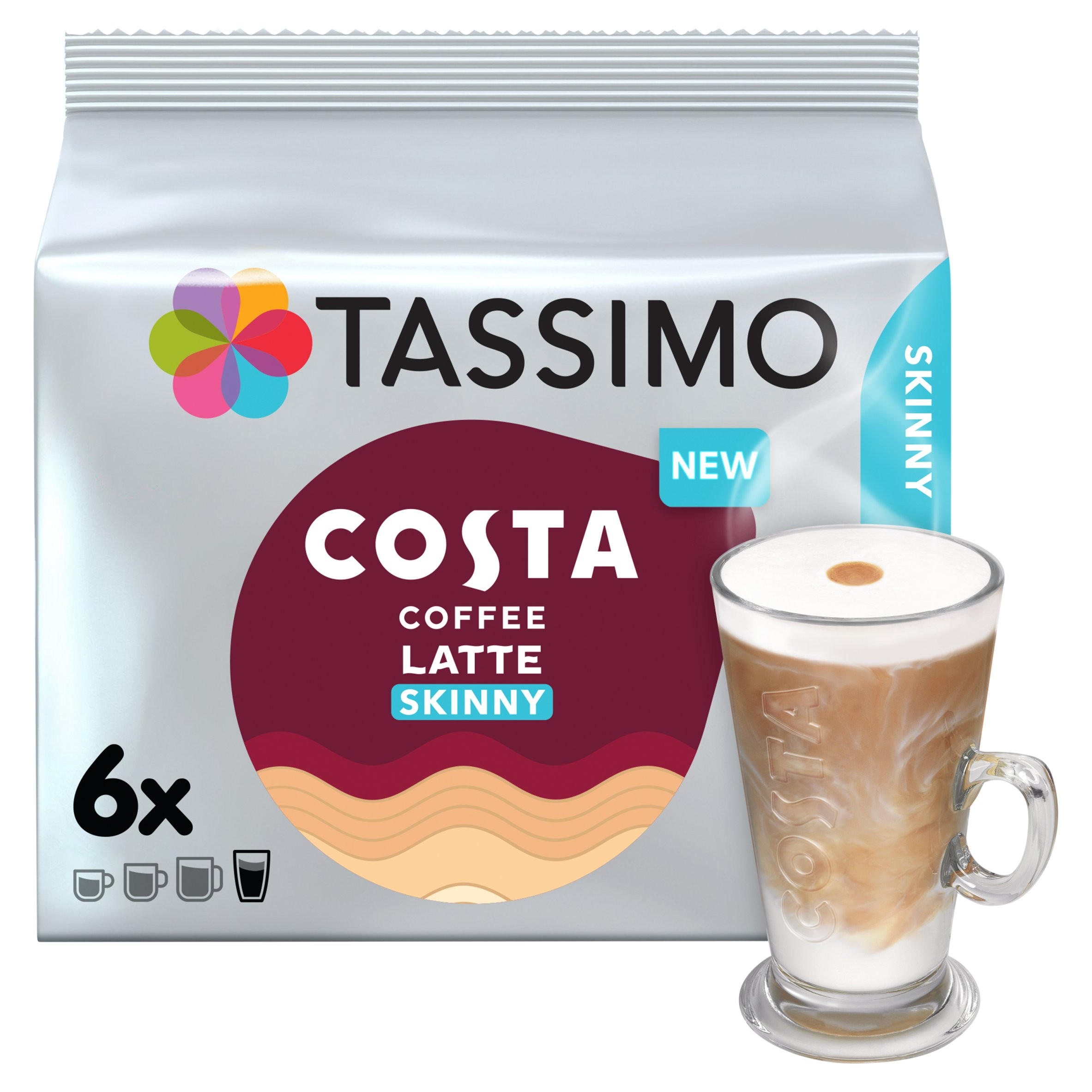Tassimo Costa Skinny Latte Coffee Pods x6