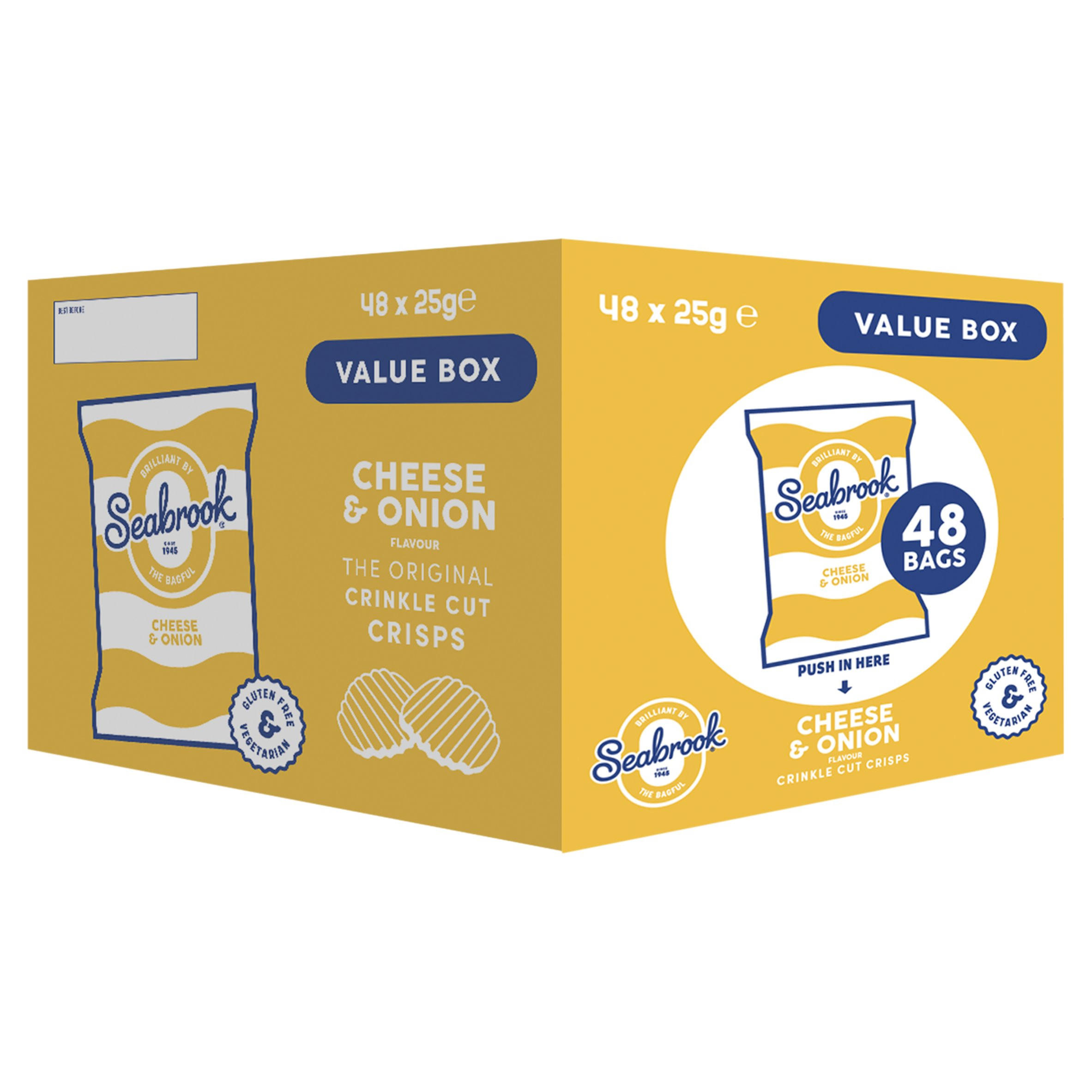 Seabrook Cheese & Onion Flavour The Original Crinkle Cut Crisps 48 x 25g