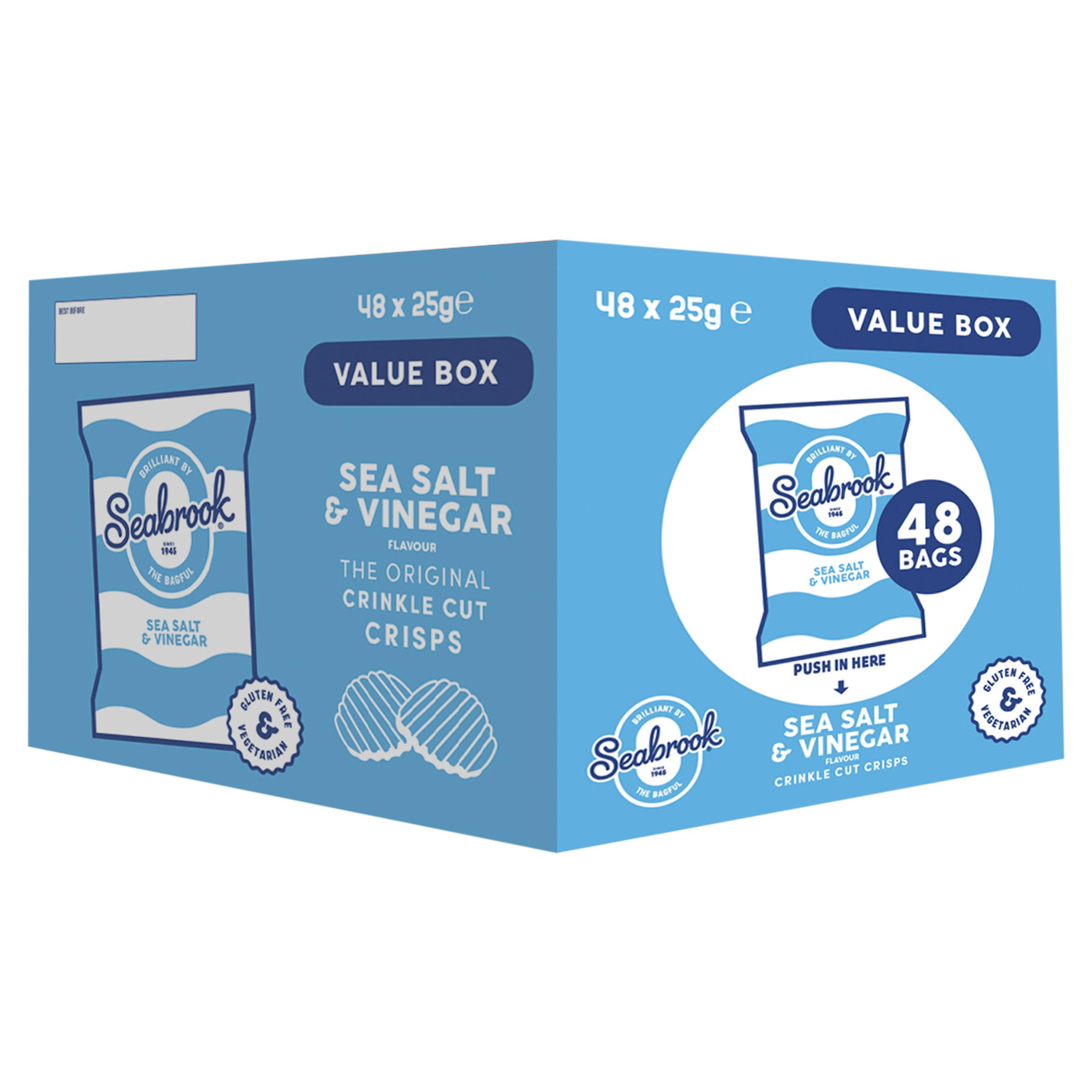 Seabrook Sea Salt & Vinegar Flavour The Original Crinkle Cut Crisp 48 x 25g