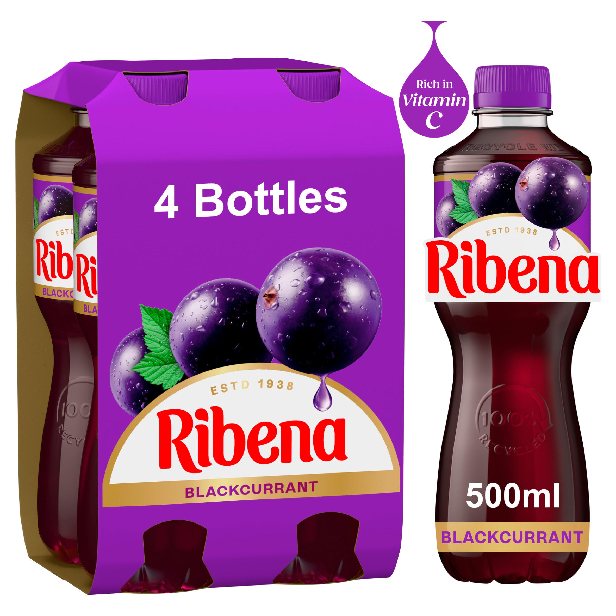 Ribena Blackcurrant Juice Drink 4 x 500ml