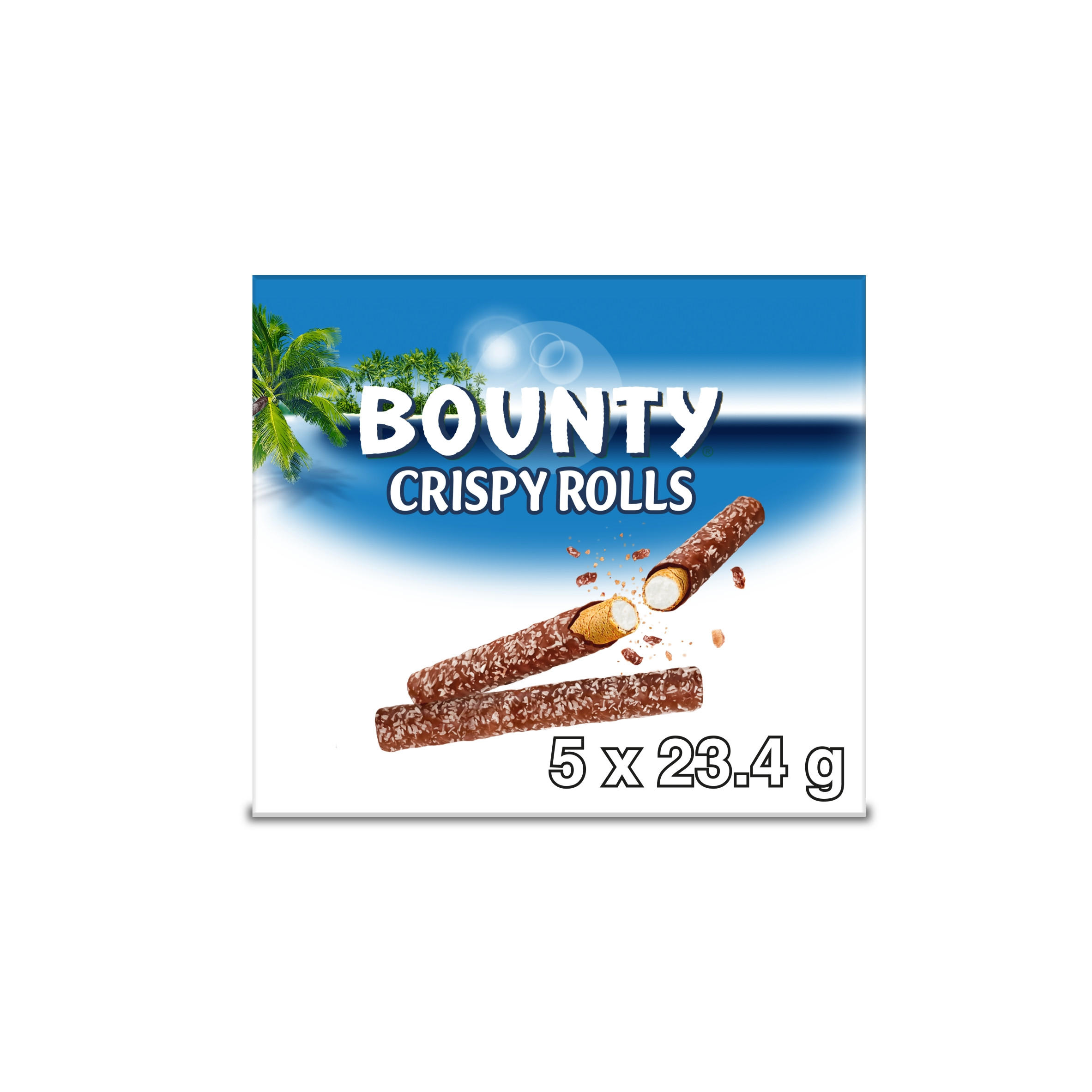 Bounty Crispy Rolls Coconut & Milk Chocolate Bars 5 x 23.4g
