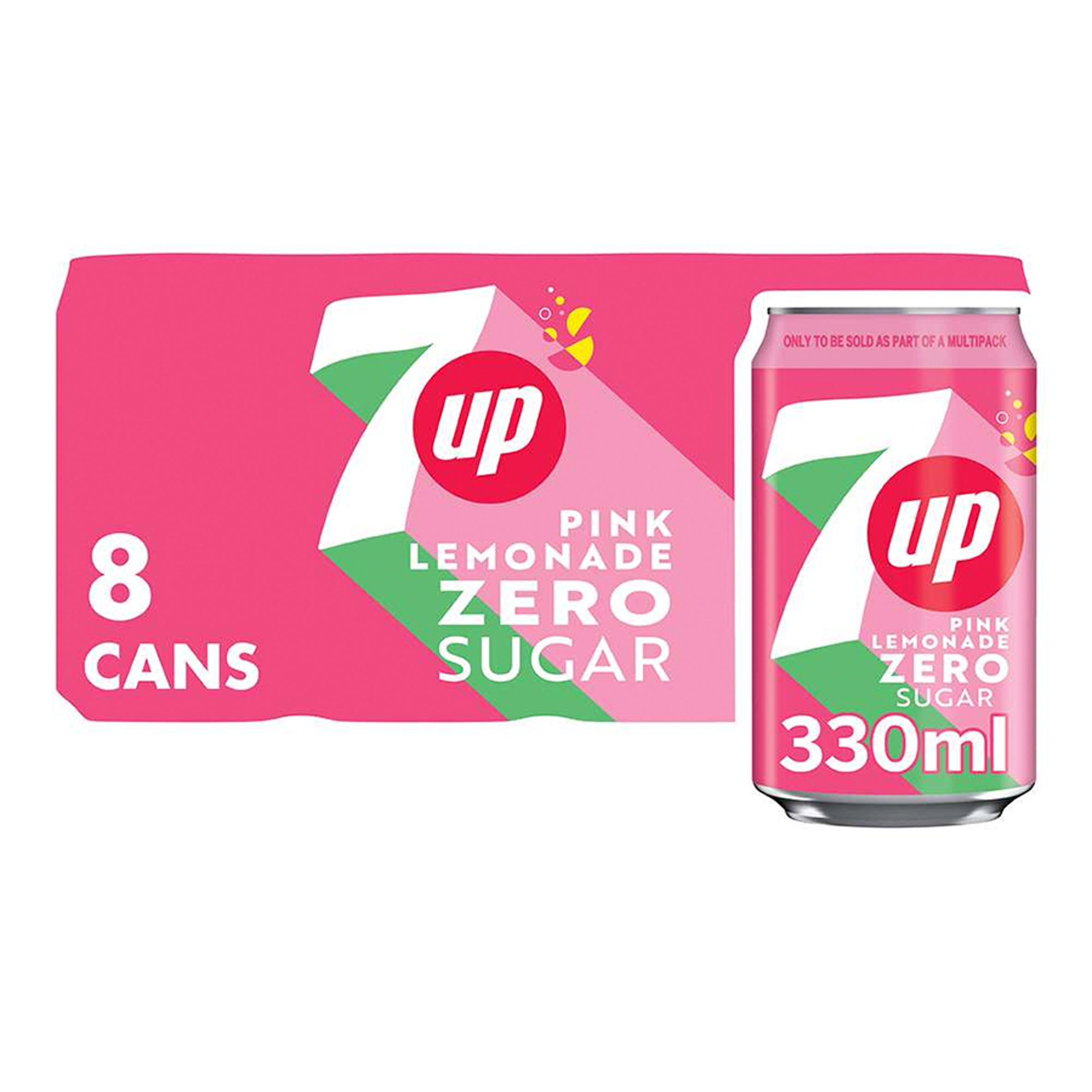 7Up Zero Sugar Pink Lemonade Cans 8 x 330ml