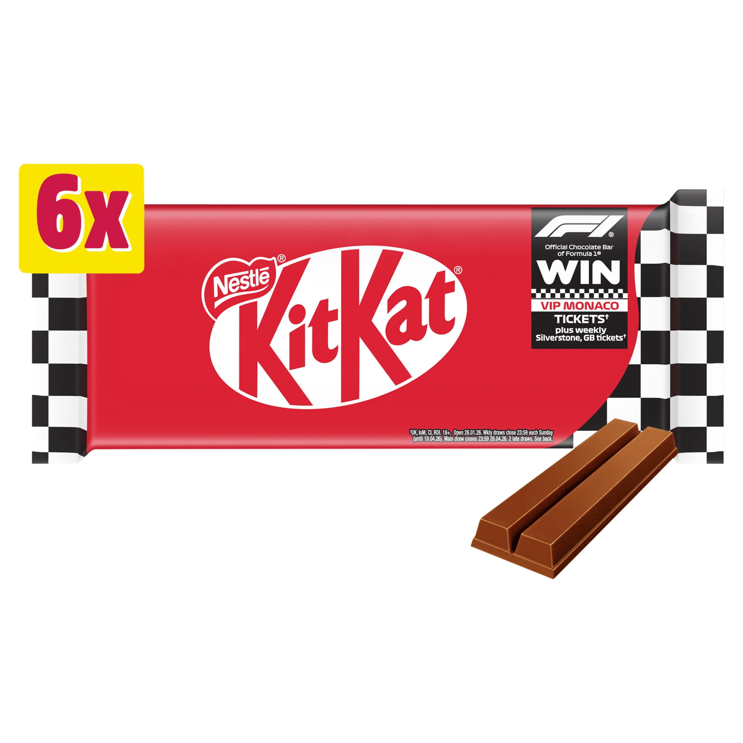 KitKat F1 2 Finger Milk Chocolate Biscuit Bar 6 Pack Multipack 124.2g