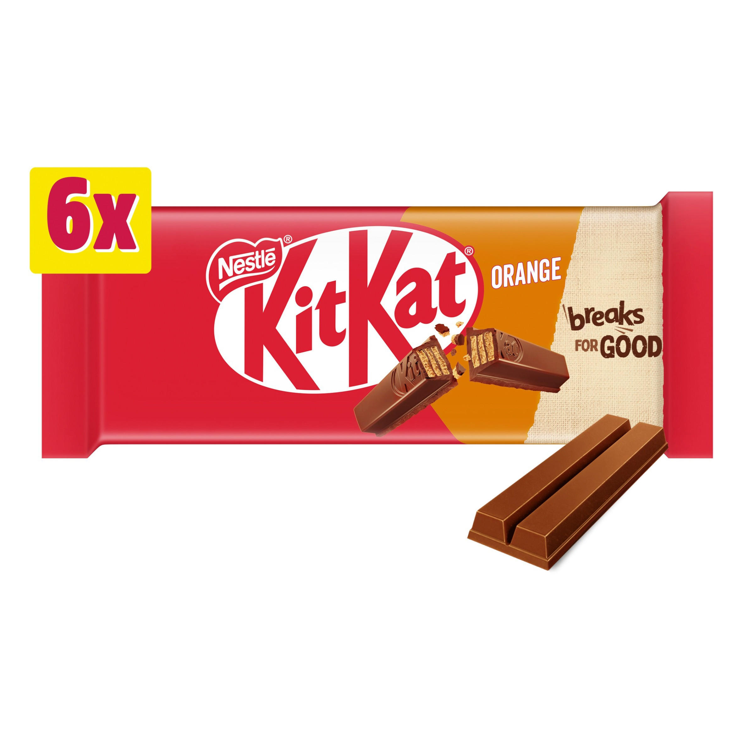 KitKat 2 Finger Orange Chocolate Biscuit Bar 6 Pack Multipack 124.4g