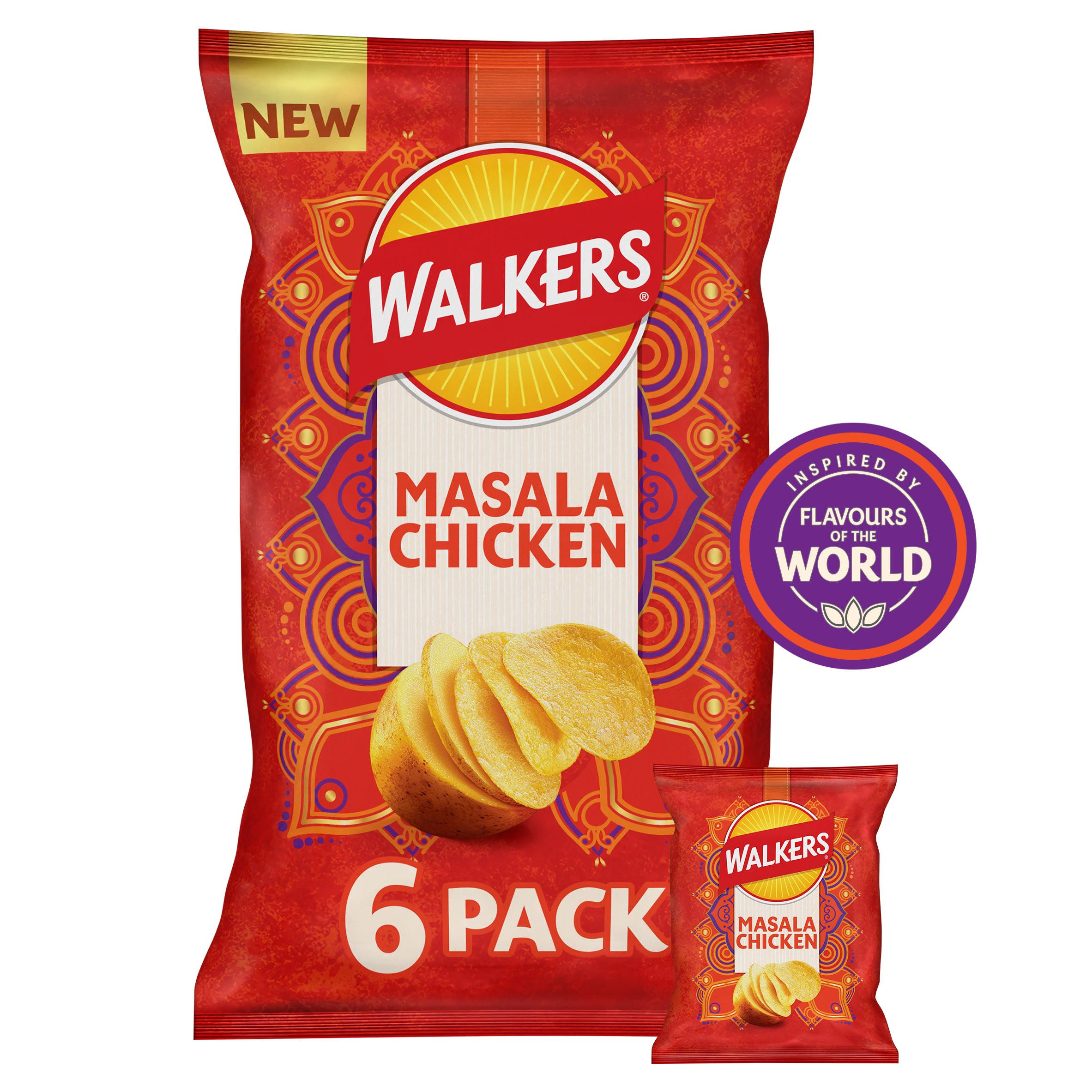 Walkers Masala Chicken Multipack Crisps 6x25g
