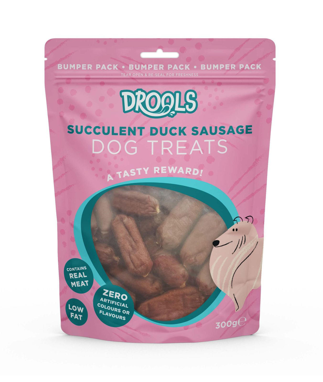 Drools Succulent Duck Sausage Dog Treats 300g