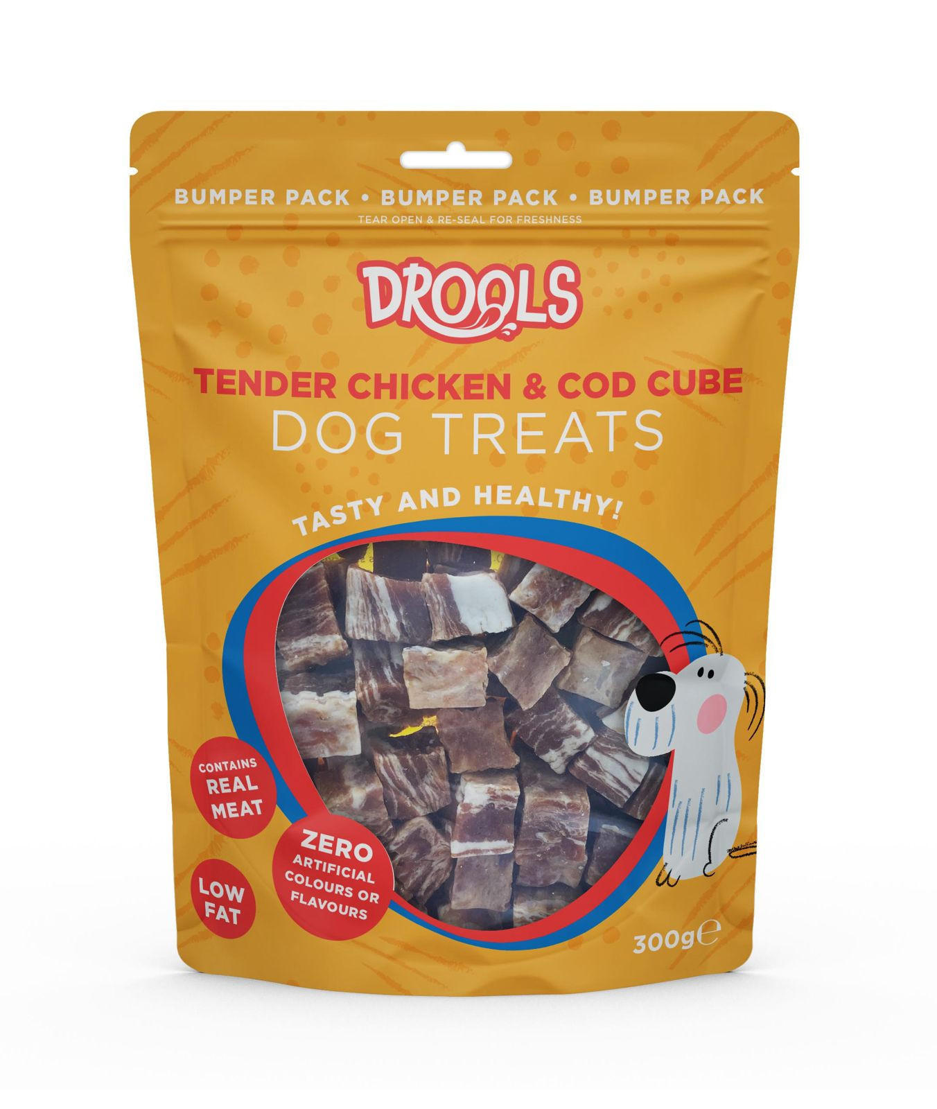 Drools Tender Chicken and Cod Cube Dog Treats 300g