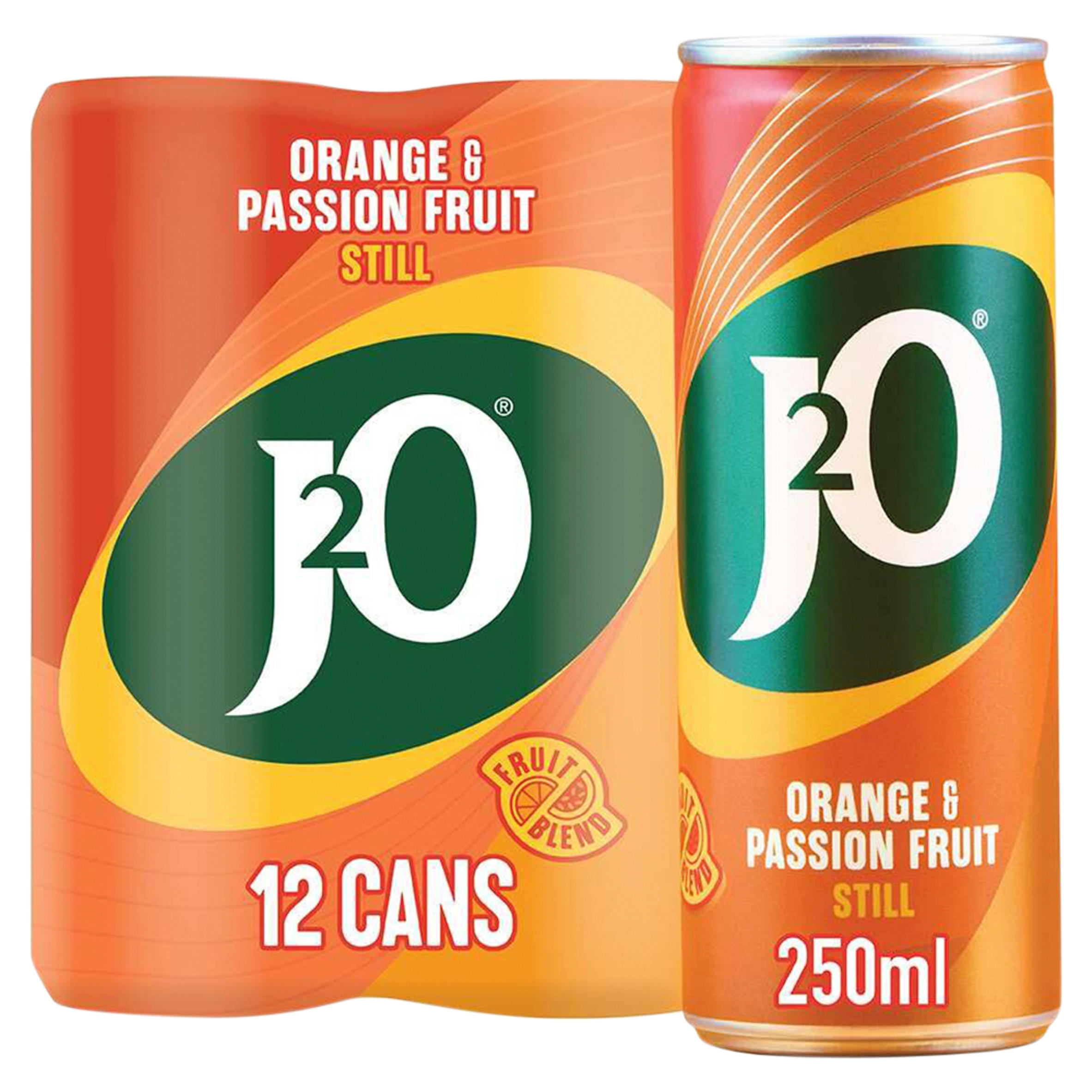 J2O Orange & Passion Fruit Cans 12 x 250ml