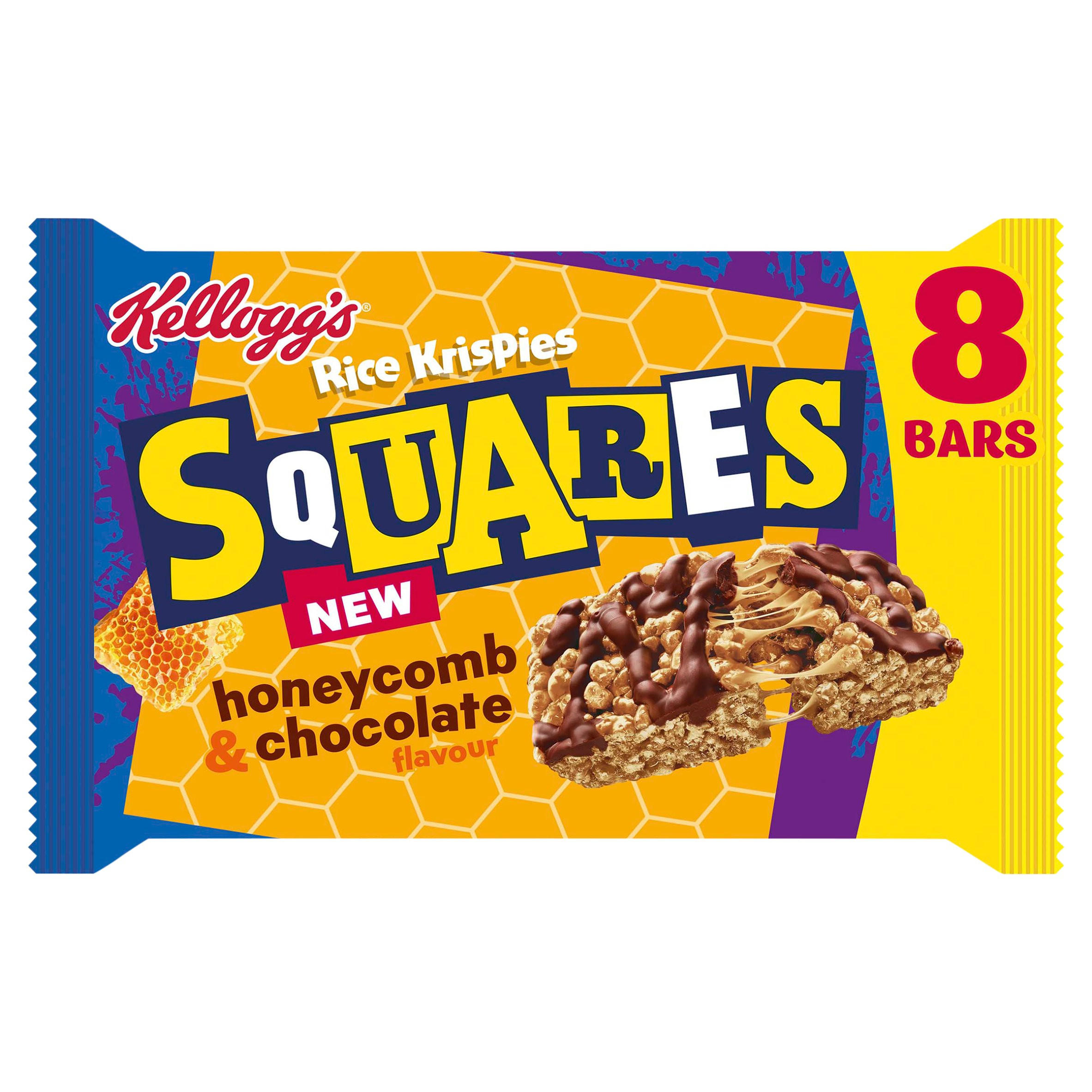 Kellogg’s Rice Krispies Squares Honeycomb & Chocolate flavour Cereal Bars, 8x33g