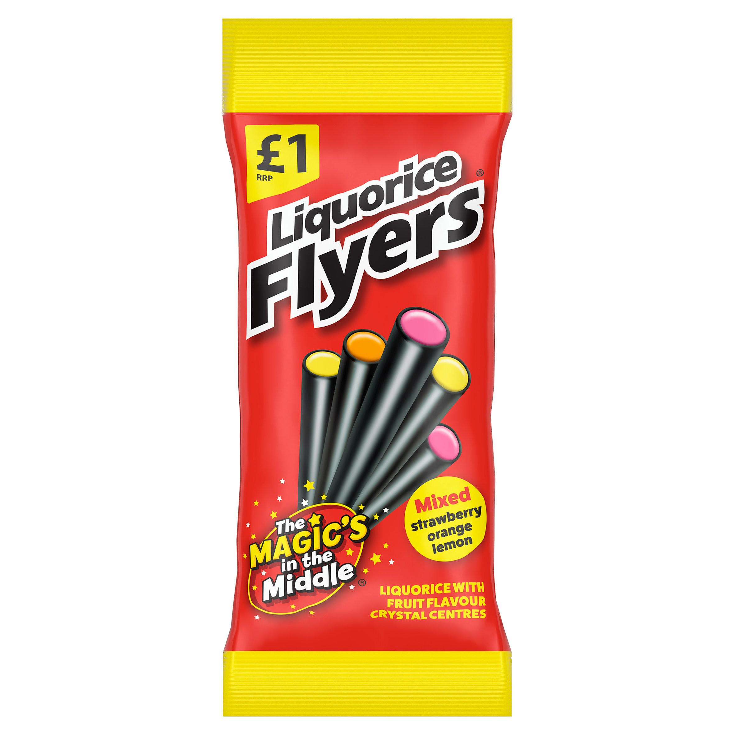 Flyers Liquorice with Fruit Flavour Crystal Centres 85g