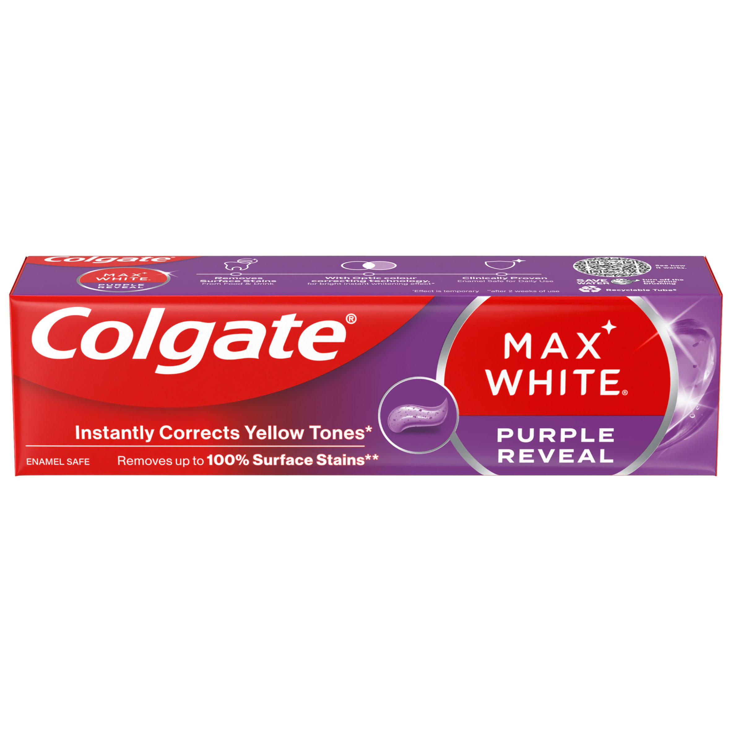 Colgate Max White Purple Reveal Instant Teeth Whitening Toothpaste 75ml
