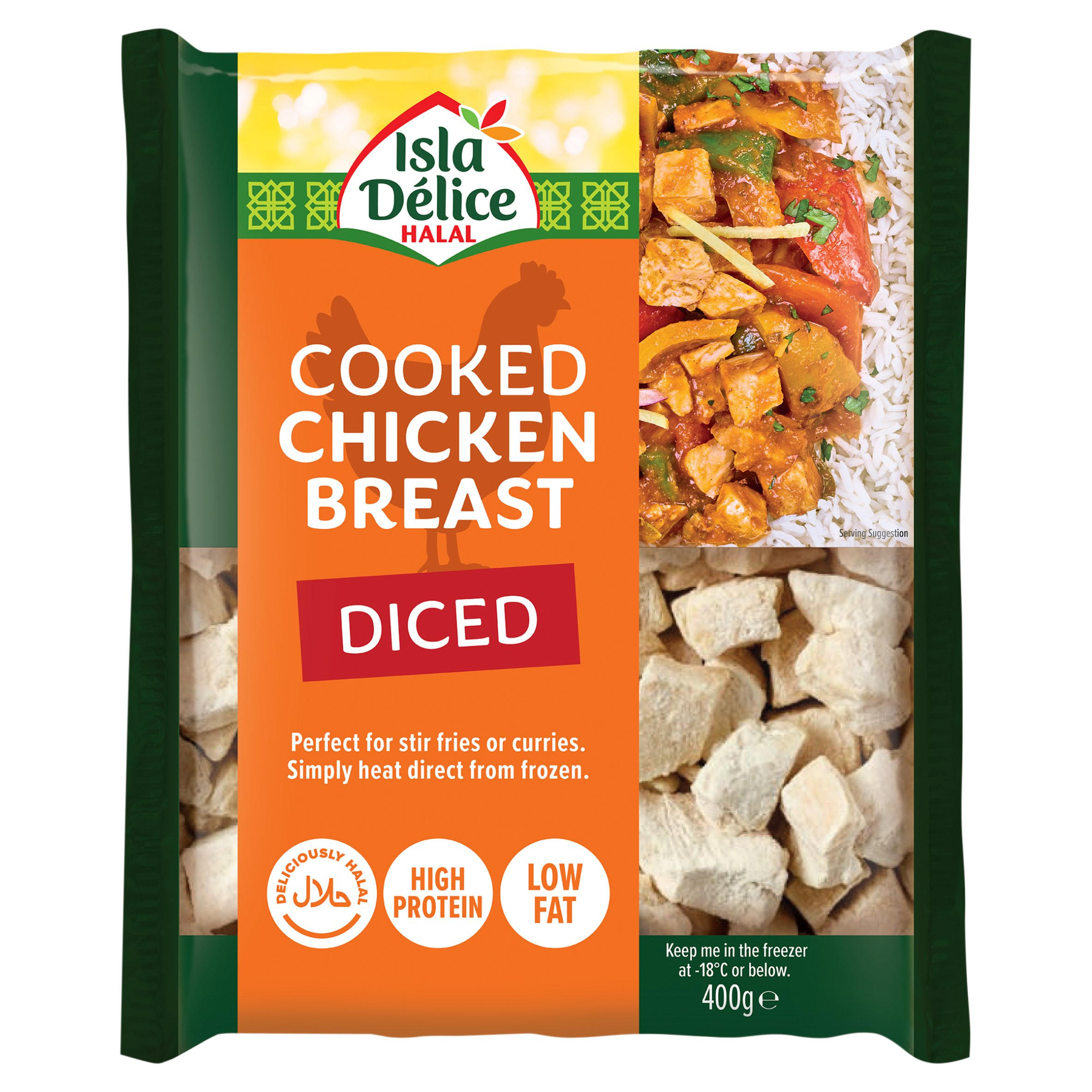 Isla Délice Halal Cooked Chicken Breast Diced 400g
