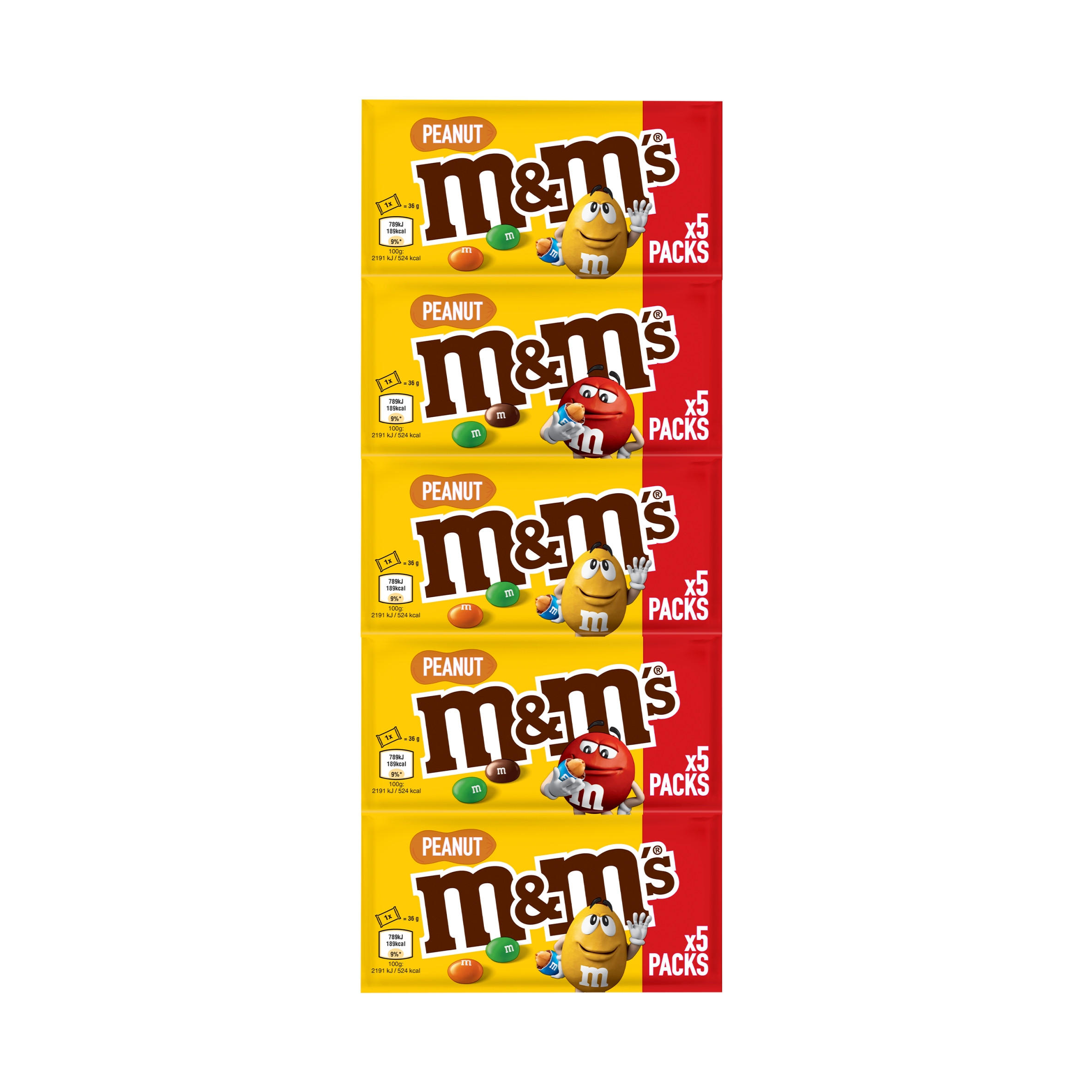 M&M'S Peanut & Milk Chocolate Bag Strips  5 x 36g