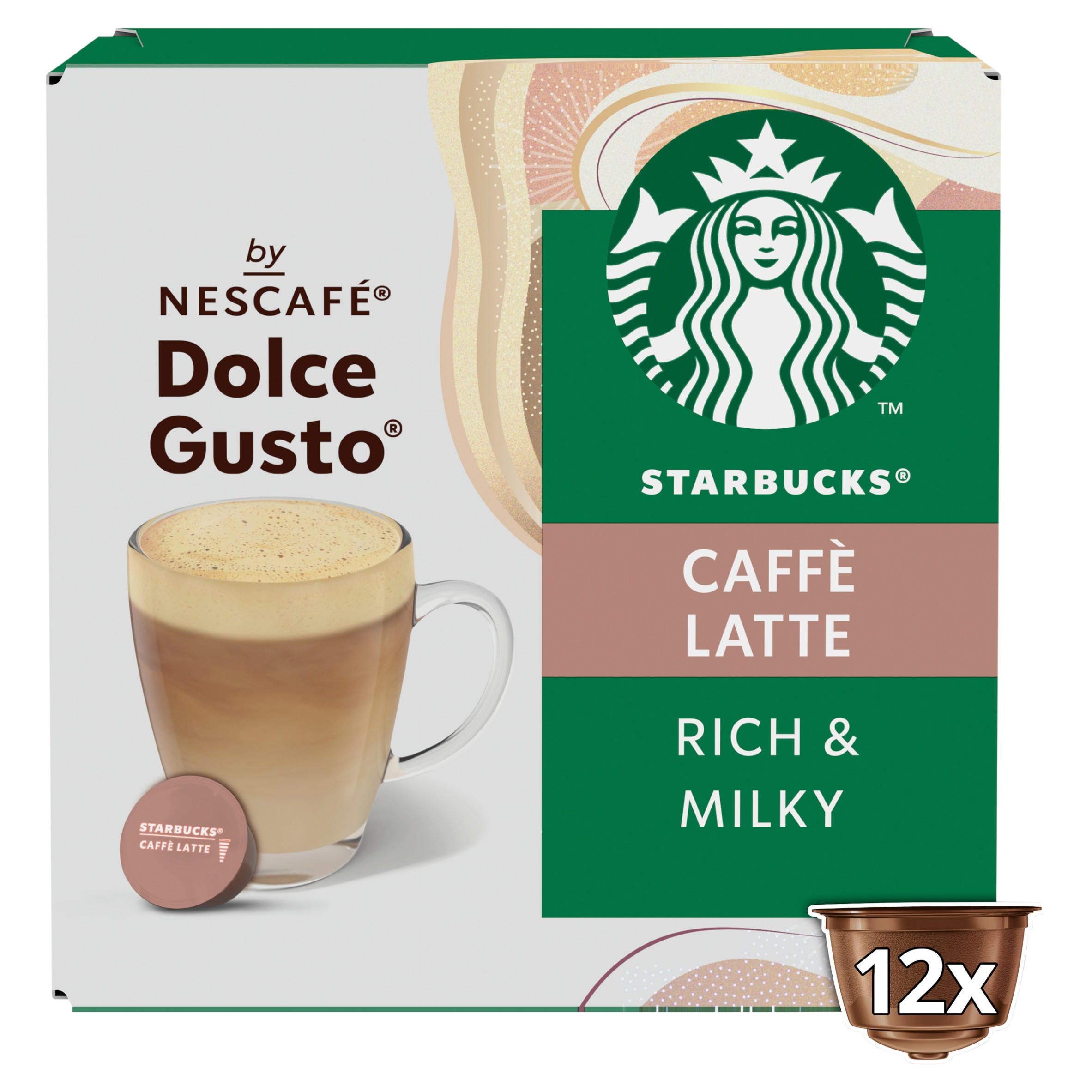 Starbucks® Caffe Latte By Nescafé Dolce Gusto, Coffee Pods x12 (12 Servings)