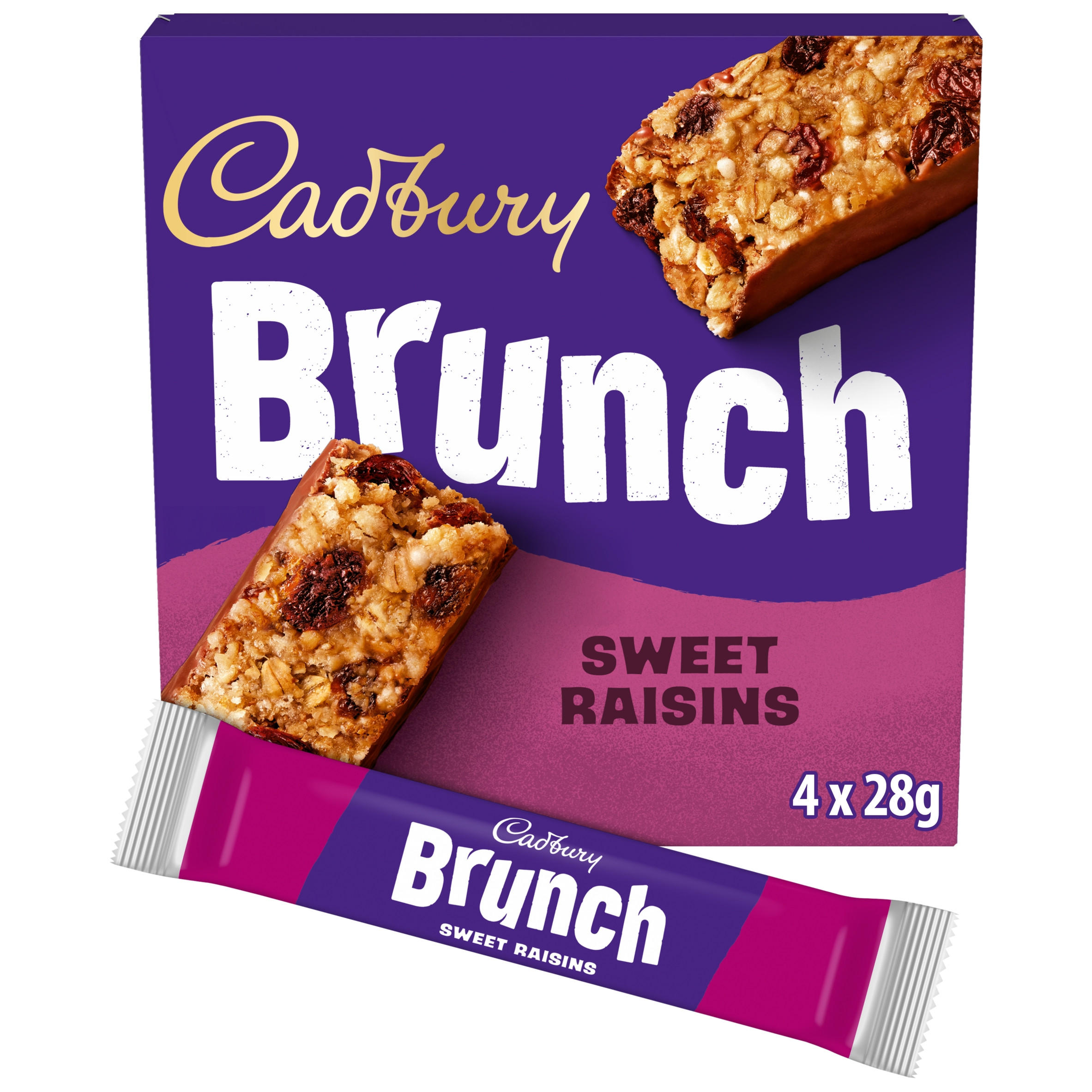 Cadbury Brunch Oats Raisin Chocolate Cereal Bars, 4 Pack Multipack 112g (4 x 28g)