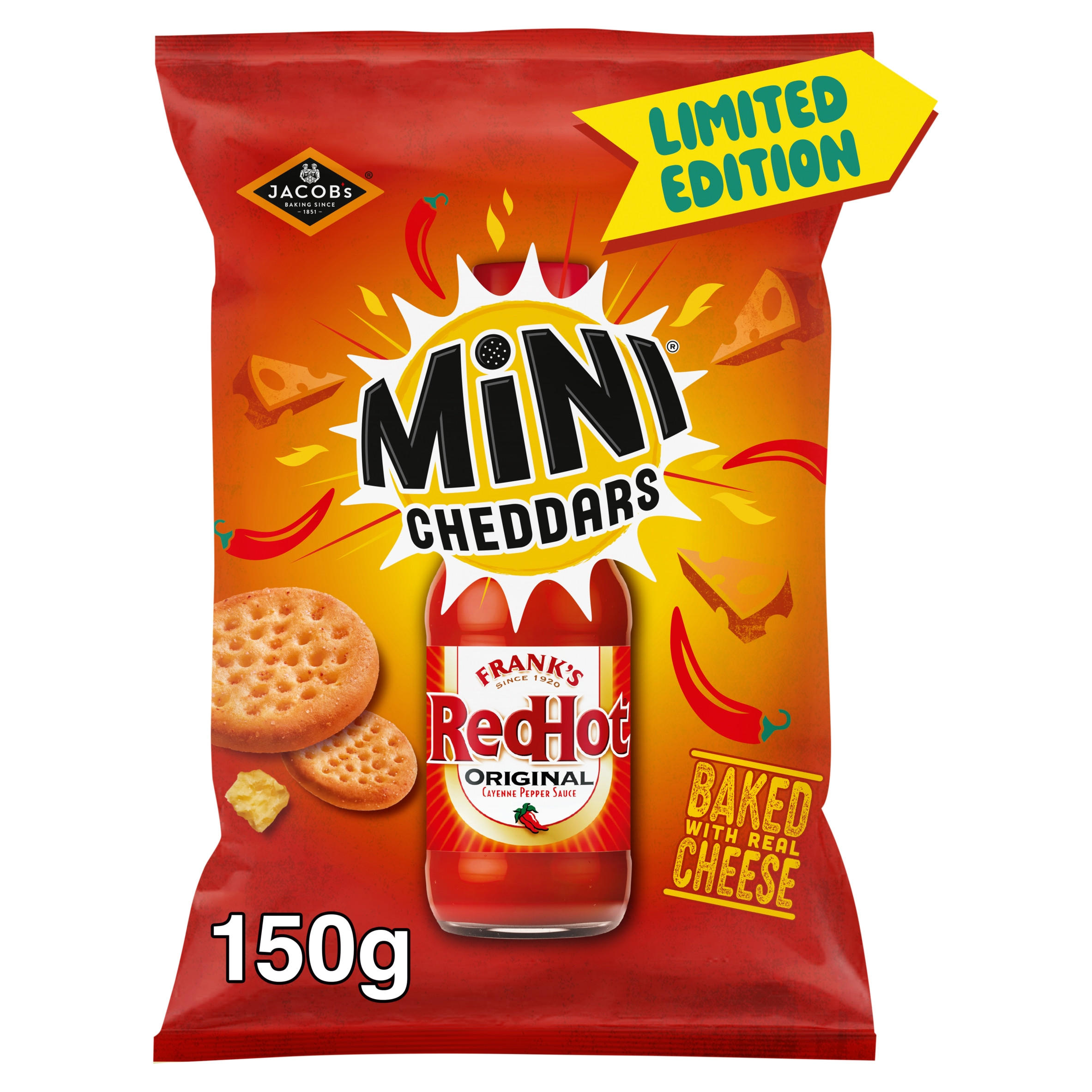 Jacob's Mini Cheddars Frank's Red Hot 150g