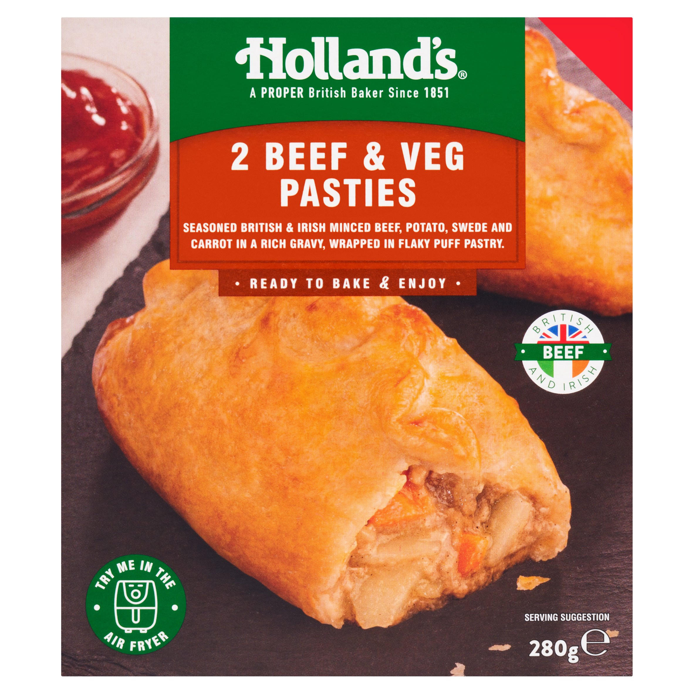 Holland's 2 Beef & Veg Pasties 280g