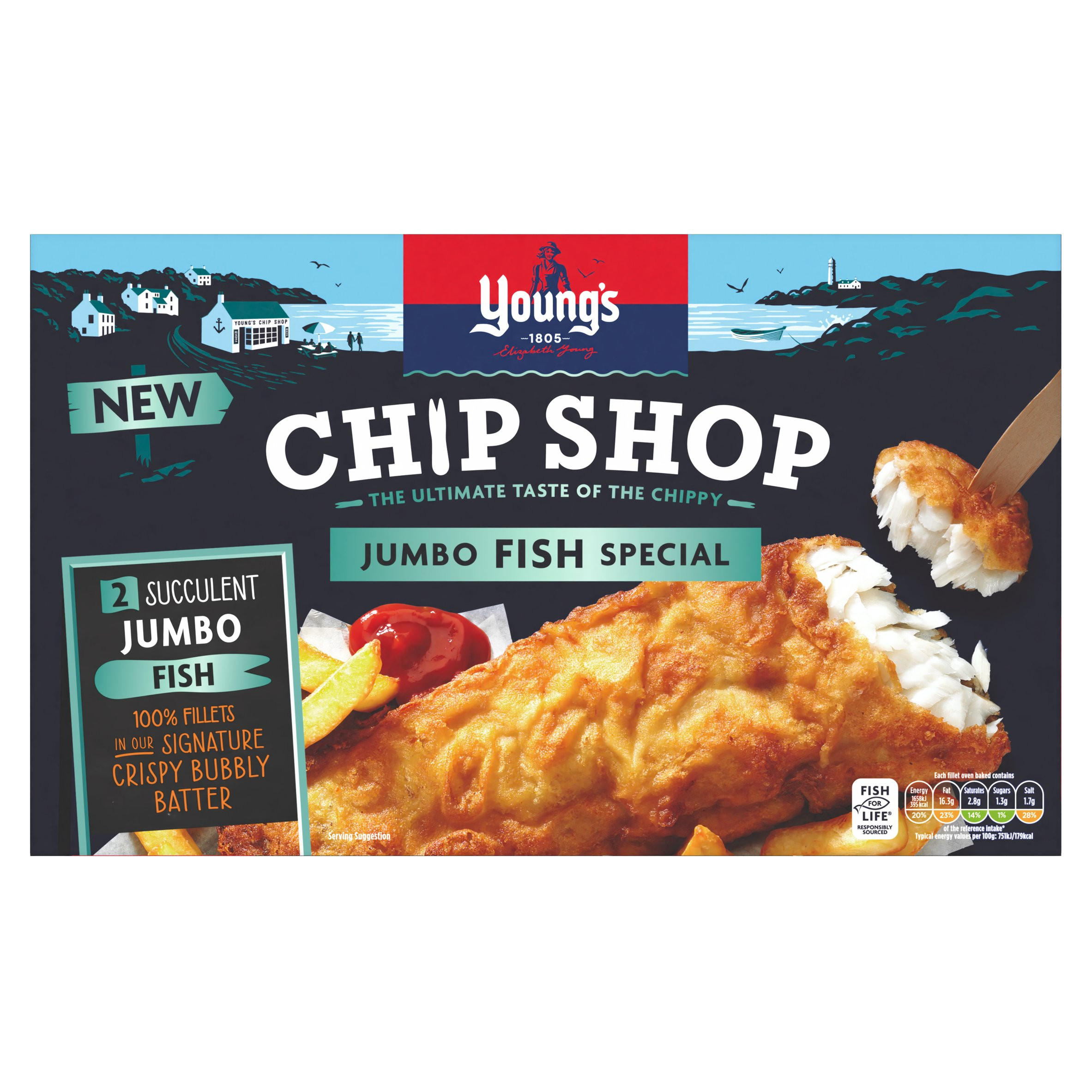 Young's 2 Chip Shop Succulent Jumbo Fish 480g