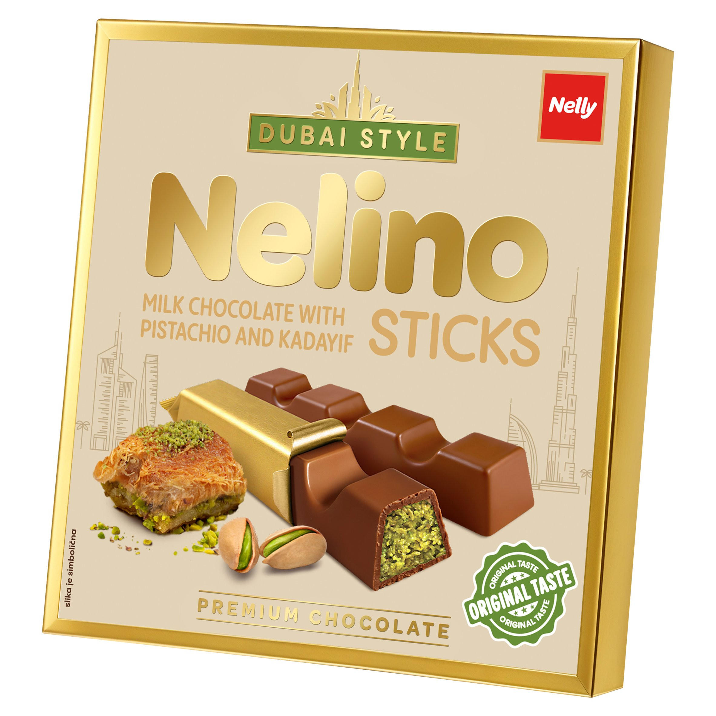 Nelino Dubai Style Milk Chocolate with Pistachio and Kadayif Sticks 46,5g
