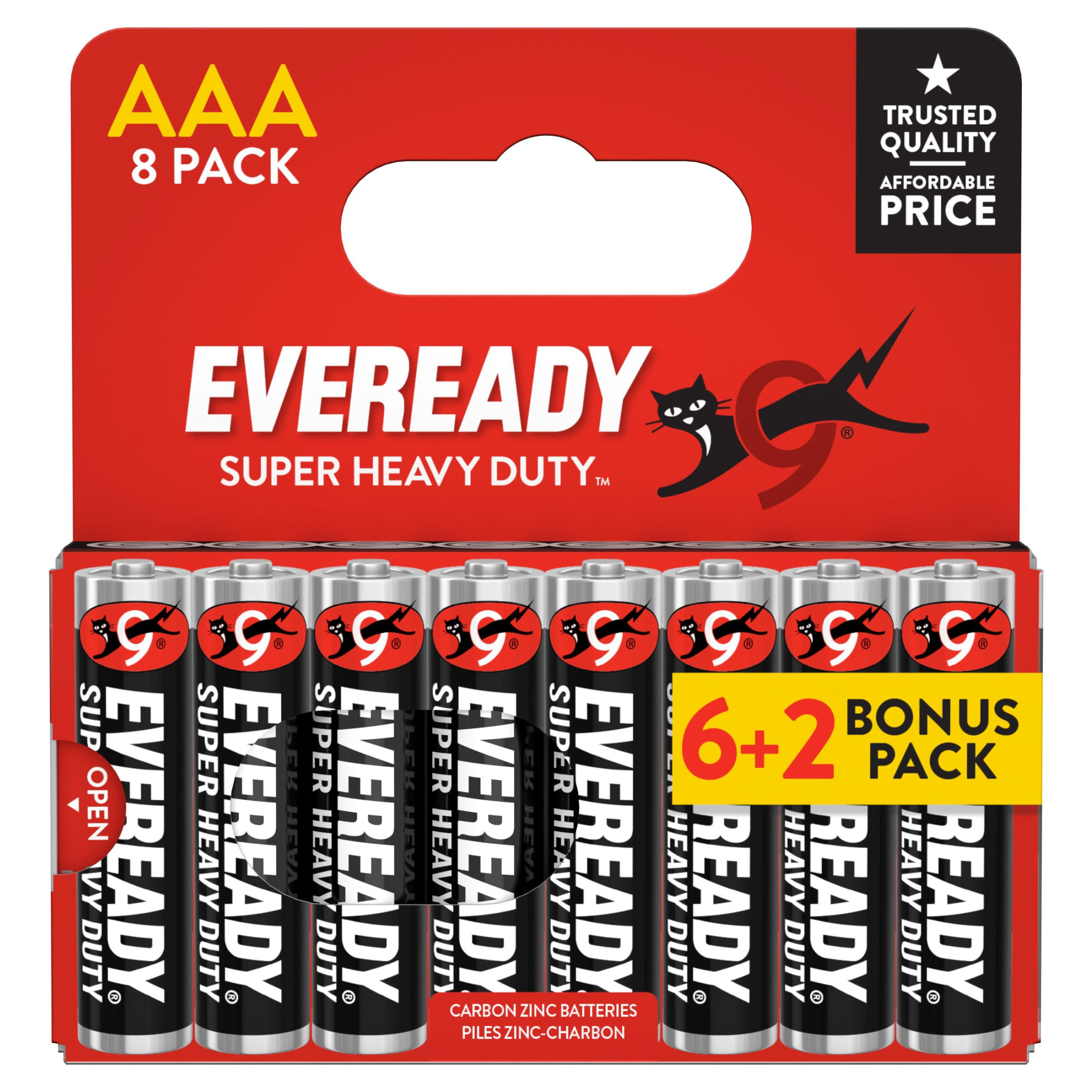 Eveready Super Heavy Duty Carbon Zinc AAA, 8 Pack