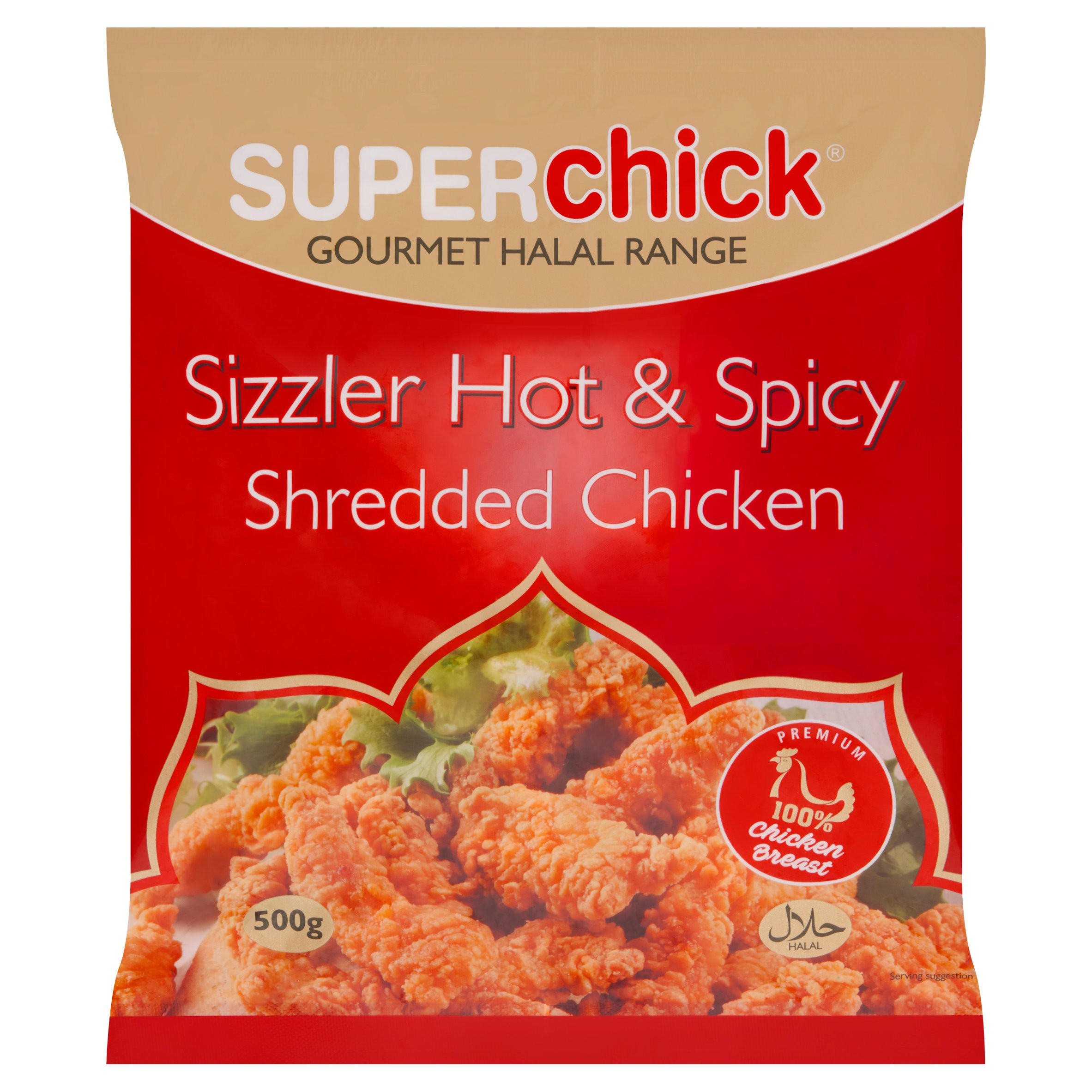 Superchick Sizzler Hot & Spicy Shredded Chicken 500g