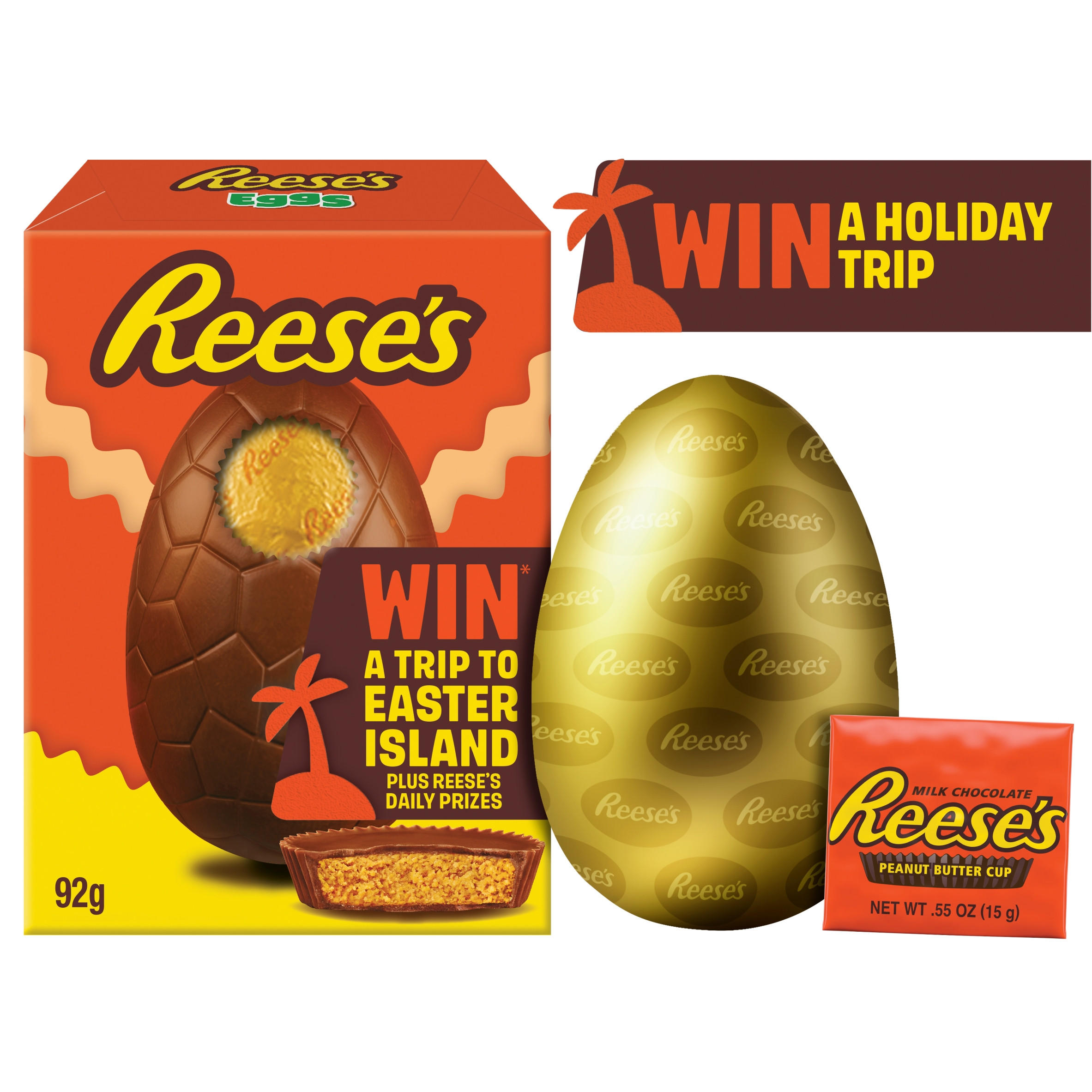 Reese's Milk Chocolate Small Hollow Egg with Reese's Snacksize Peanut Butter Cup 92g