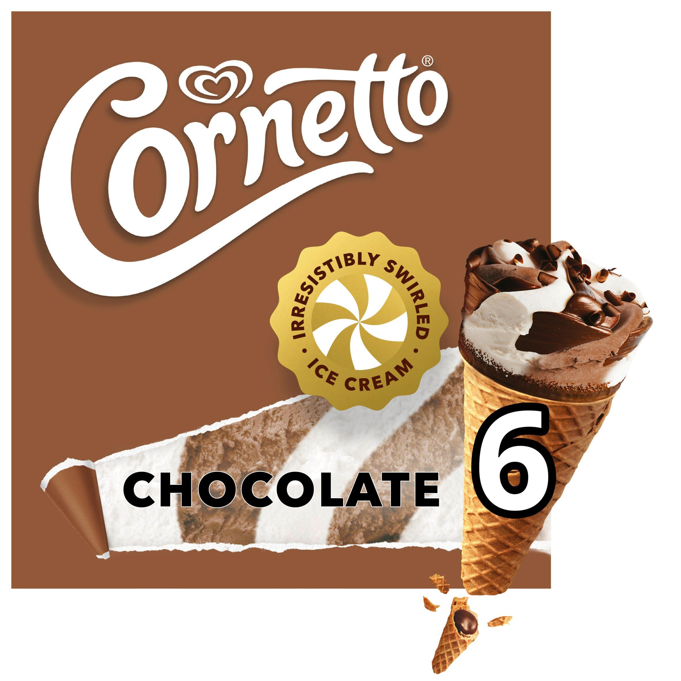 Cornetto Chocolate Ice Cream Cones 6x 90 ml